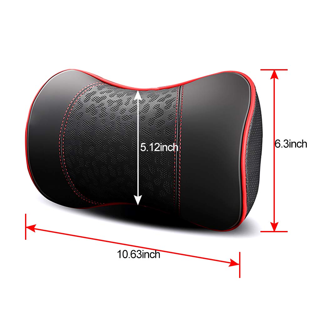 Memory Foam Car Neck Pillow - Cervical Support for Travel & Office (2-Pack, Red)
