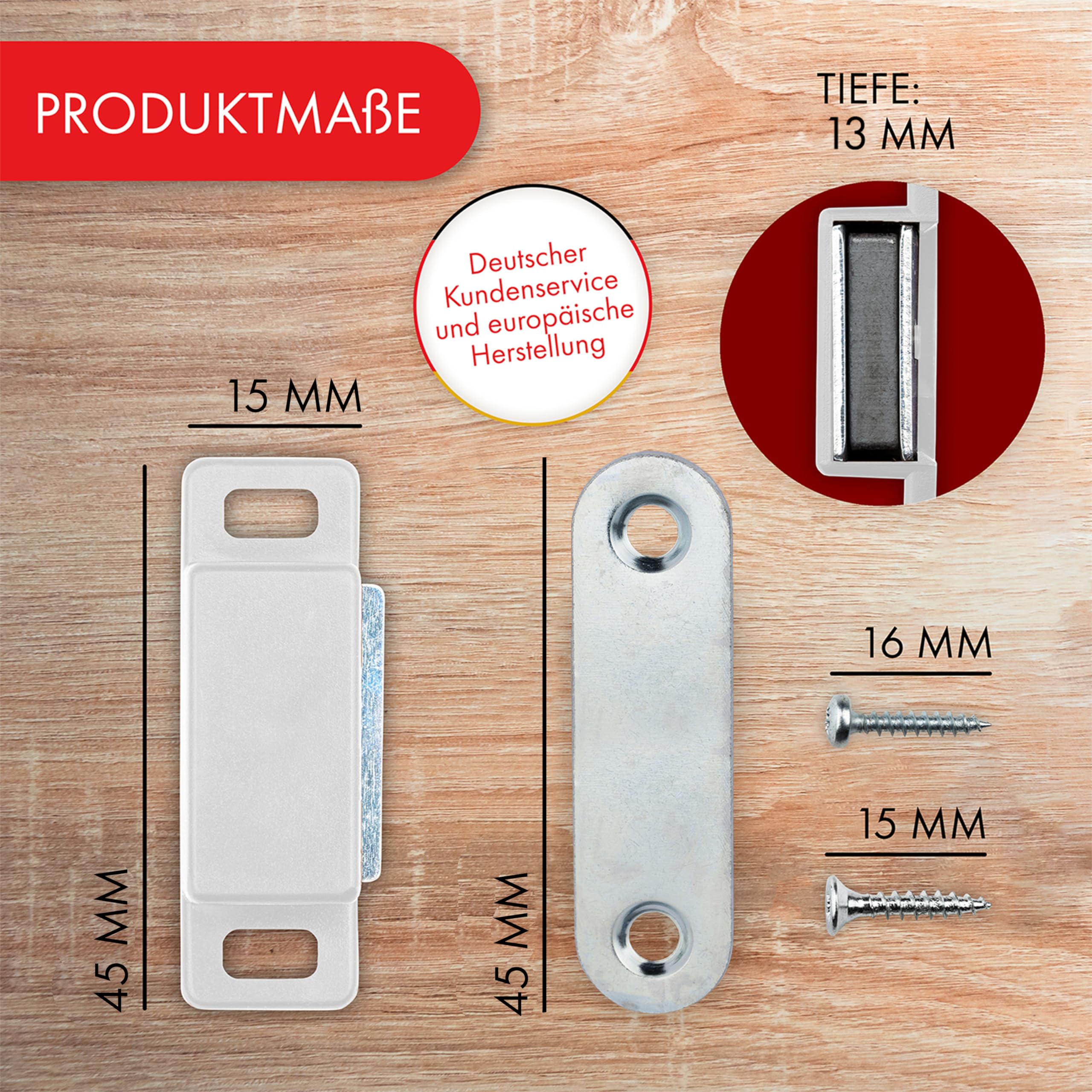 LouMaxx Strong Magnetic Catches - 4kg Holding Force - 10-Pack White Cabinet Door Magnets | Secure Closet, Wardrobe & Drawer Closure for Smooth Silent Operation
