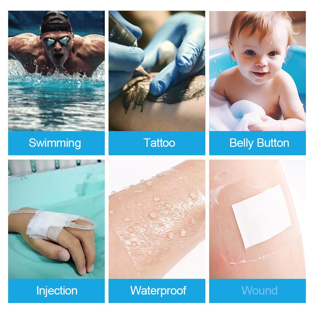 Waterproof Tattoo Bandage 3pcs 1m x 15cm - Transparent Medical Second Skin Tape for Wound & Tattoo Protection - Water Resistant for Sports, Showers & Swimming - Ideal for Post-Tattoo Care & Wound Healing