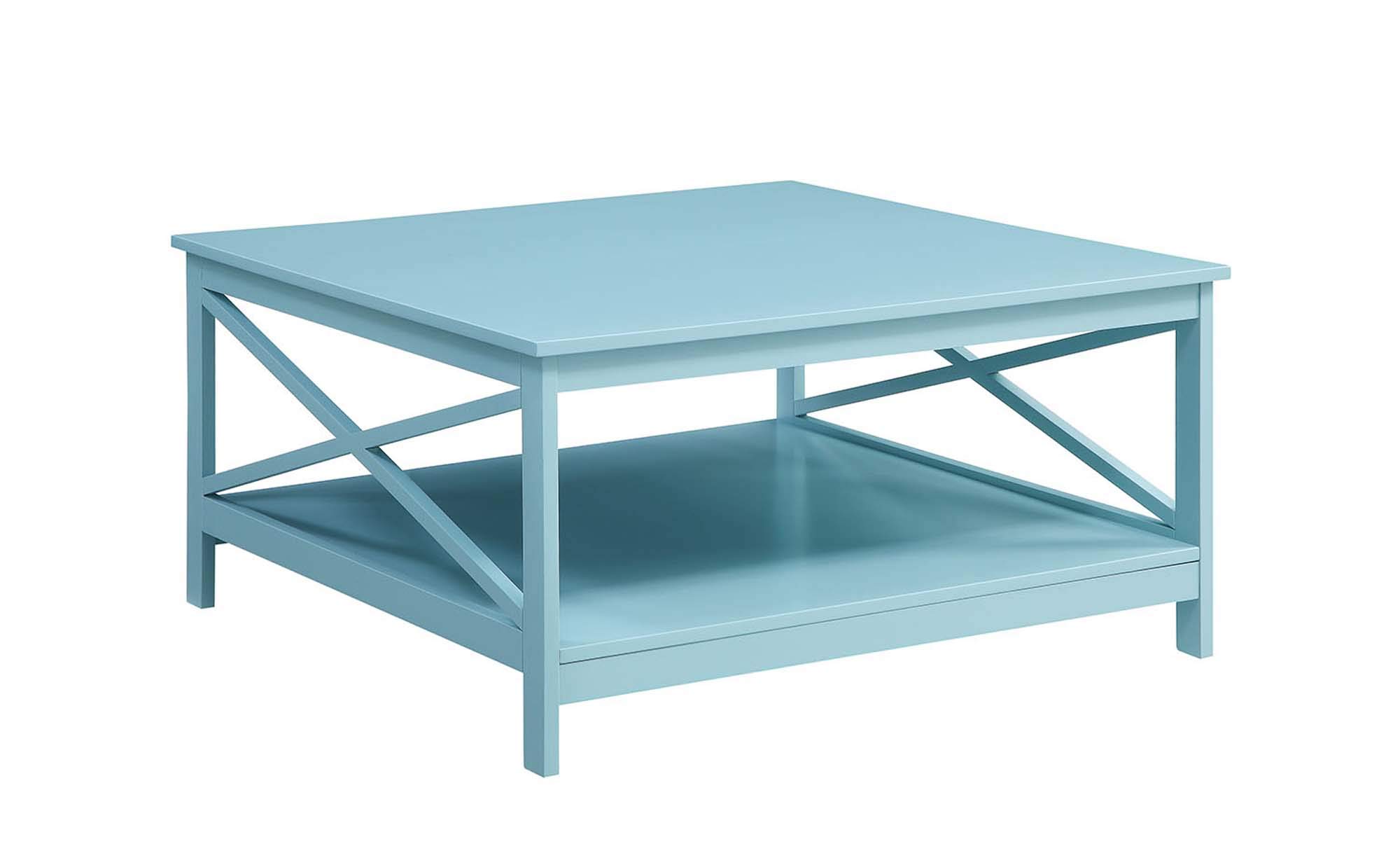 Convenience Concepts Oxford 36 Inch Square Coffee Table in Sea Foam - Modern Living Room Furniture for Small Spaces, Home Decor Centerpiece