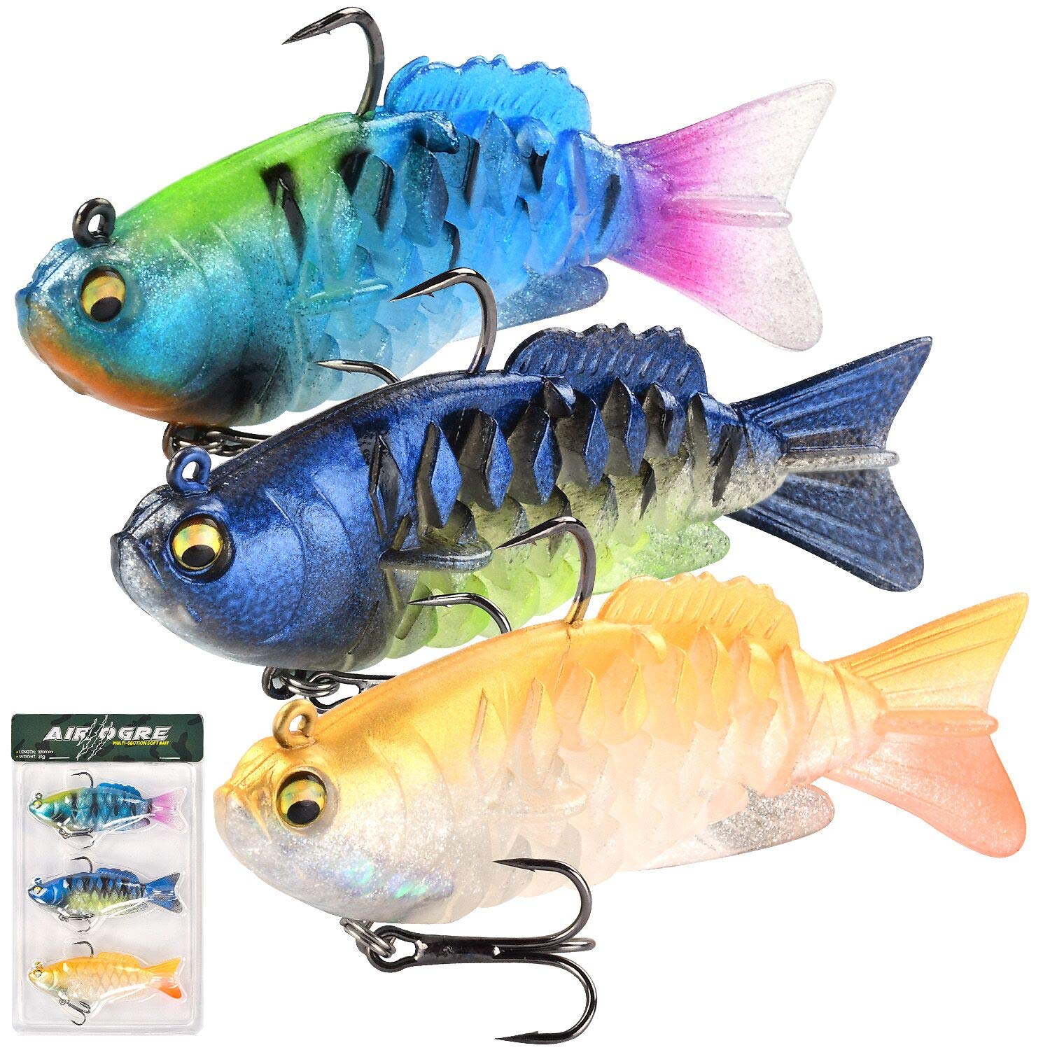 Watalure Multi-Jointed Swimbait - Lifelike Slow Sinking Glide Bait for Bass & Trout Fishing in Freshwater & Saltwater - Perfect for Shore Casting, Kayak Fishing, and Tournament Angling