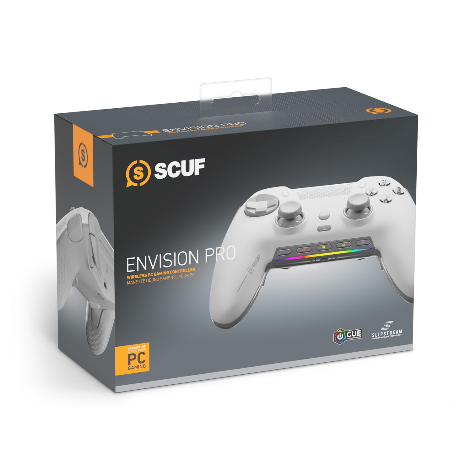 SCUF ENVISION PRO Wireless Gaming Controller for PC - 5 Removable G-Keys - Removable Rear Paddles - Instant Triggers - iCUE Compatible - White - Perfect for FPS, MMO, and Competitive Gaming