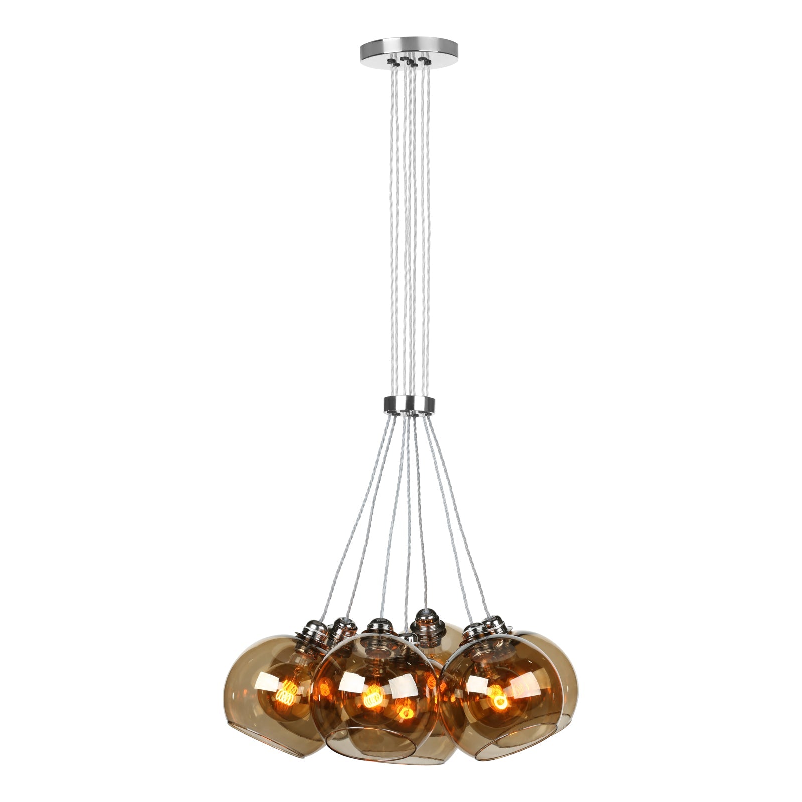 Brushed Brass & Amber Glass