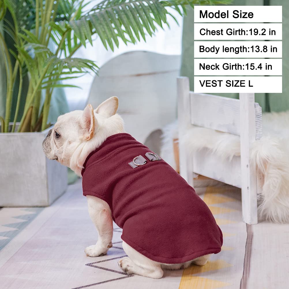 BEAUTYZOO Fleece Dog Vest - Winter Jacket for Small & Medium Dogs (XS, S, M) with D-Ring Leash - Warm Hooded Coat for Cold Weather - Perfect for Outdoor Walks & Indoor Comfort