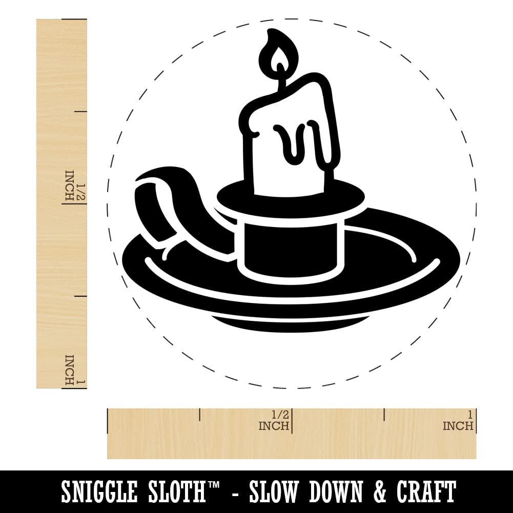 1 Inch Medium Blue Ink Self-Inking Rubber Stamp with Candle Holder for Crafting, Scrapbooking & Planner Decorations - Perfect for DIY Projects, Gift Wrapping & Stationery