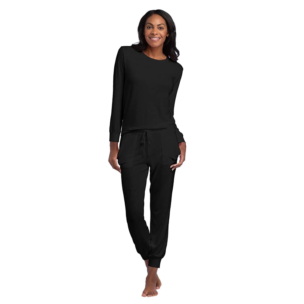 Ultra Soft Women's 2-Piece Summer Lounge Set - Jersey Crew Neck Loungewear for Comfortable Sleep & Relaxation at Home