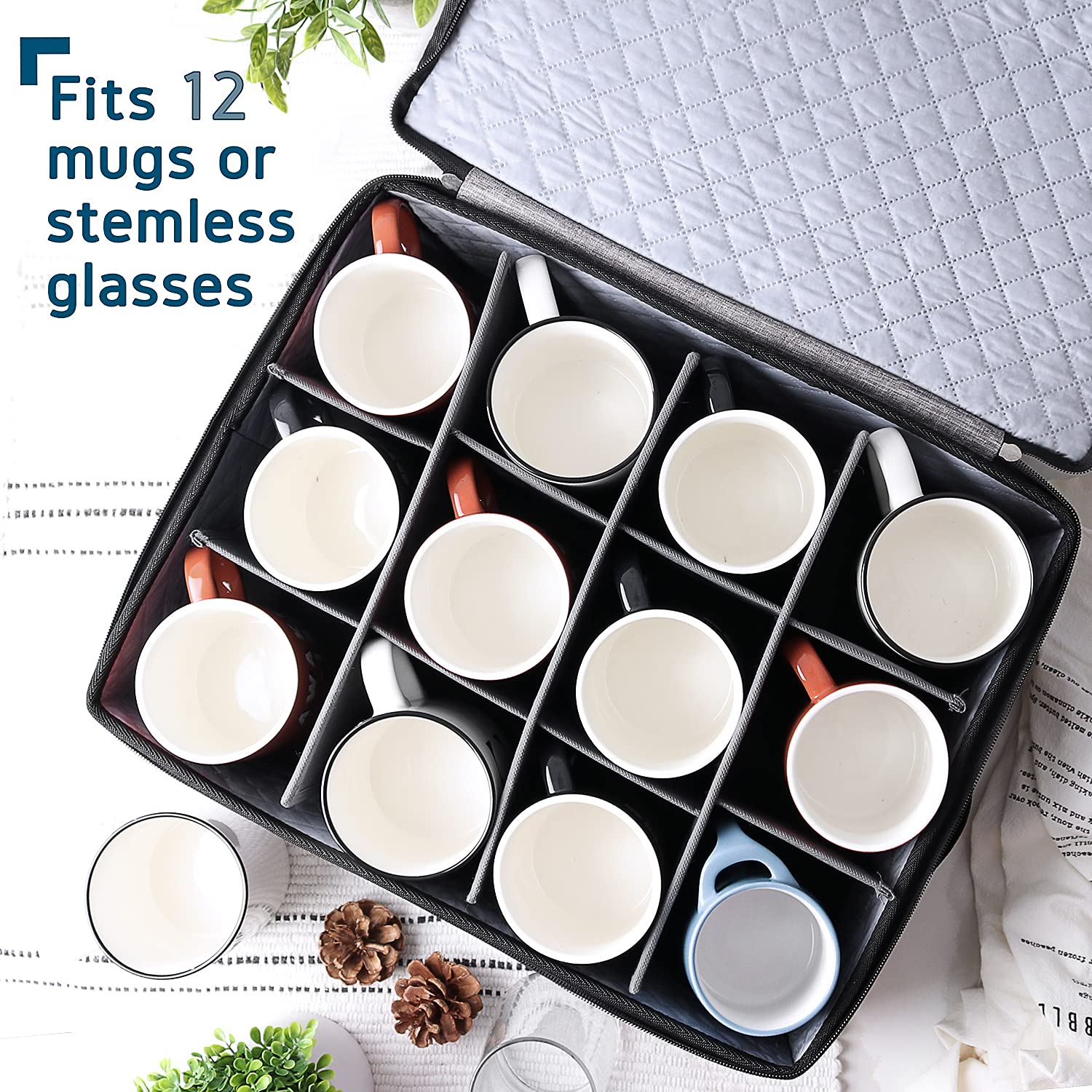 Premium 5-Piece Fine China Storage Set – Hard Shell Stackable Dish Organizer with Dividers for Mugs, Plates & Bowls | Ideal for Moving, Seasonal Storage & Kitchen Organization
