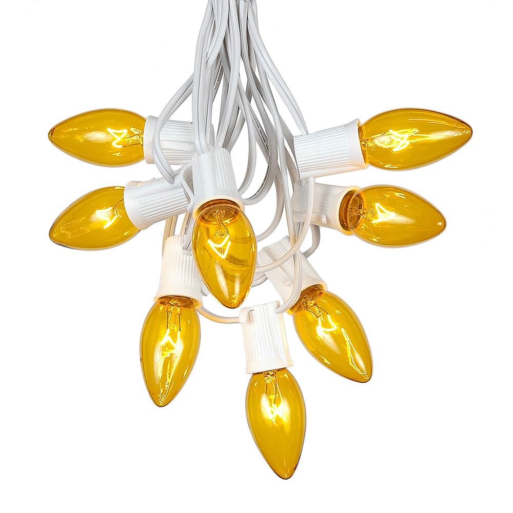 Vintage Yellow Twinkle C9 Christmas String Lights - 25 Mini Incandescent Bulbs, 25ft White Wire for Indoor & Outdoor Holiday Decor - Perfect for Roof Lines, Patios, Trees & Festive Home Decorations