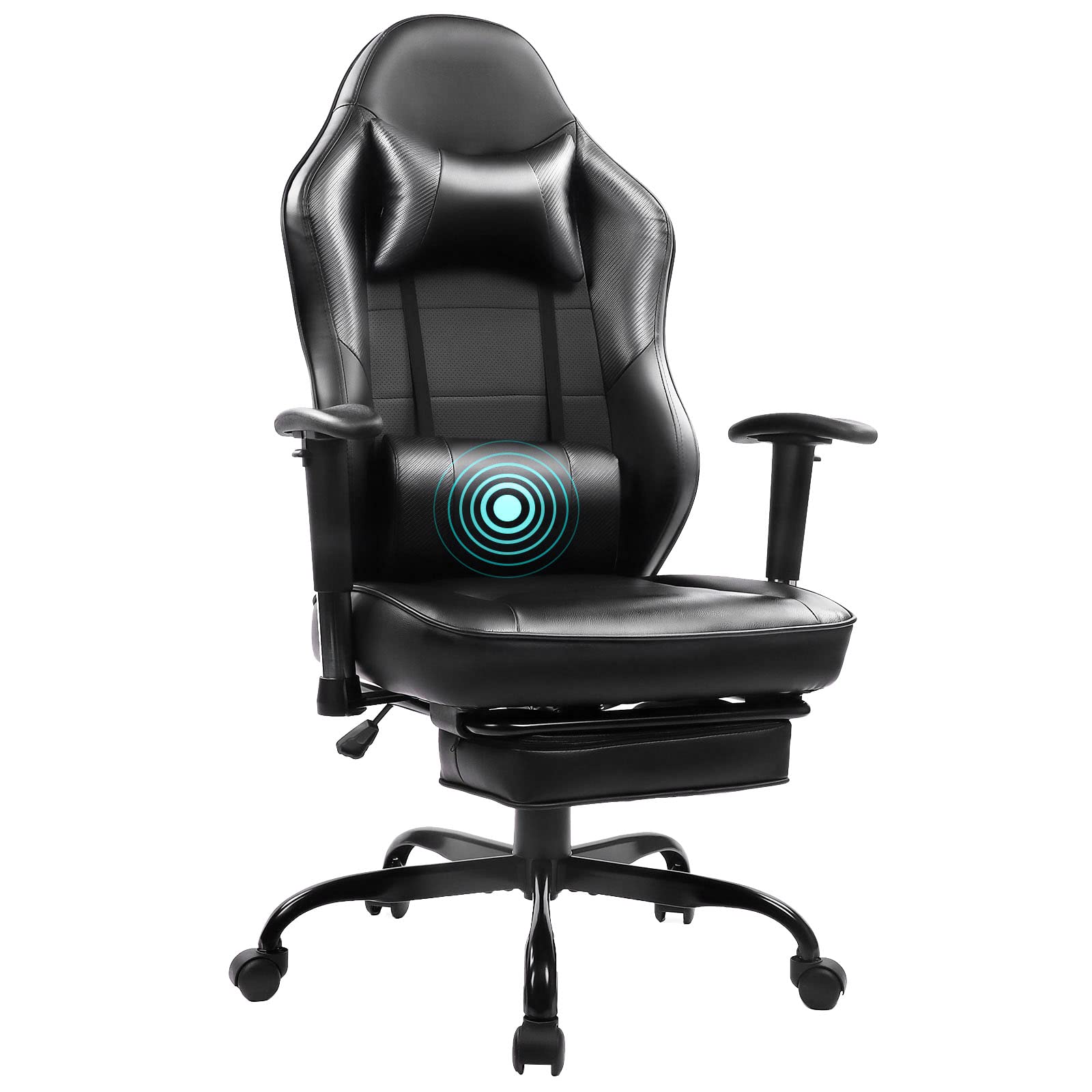 Blue Whale Ergonomic Gaming Chair with Adjustable Footrest & Armrests - Racing Style PC Computer Office Chair for Home & Work - Perfect for Gaming, Working, and Relaxing