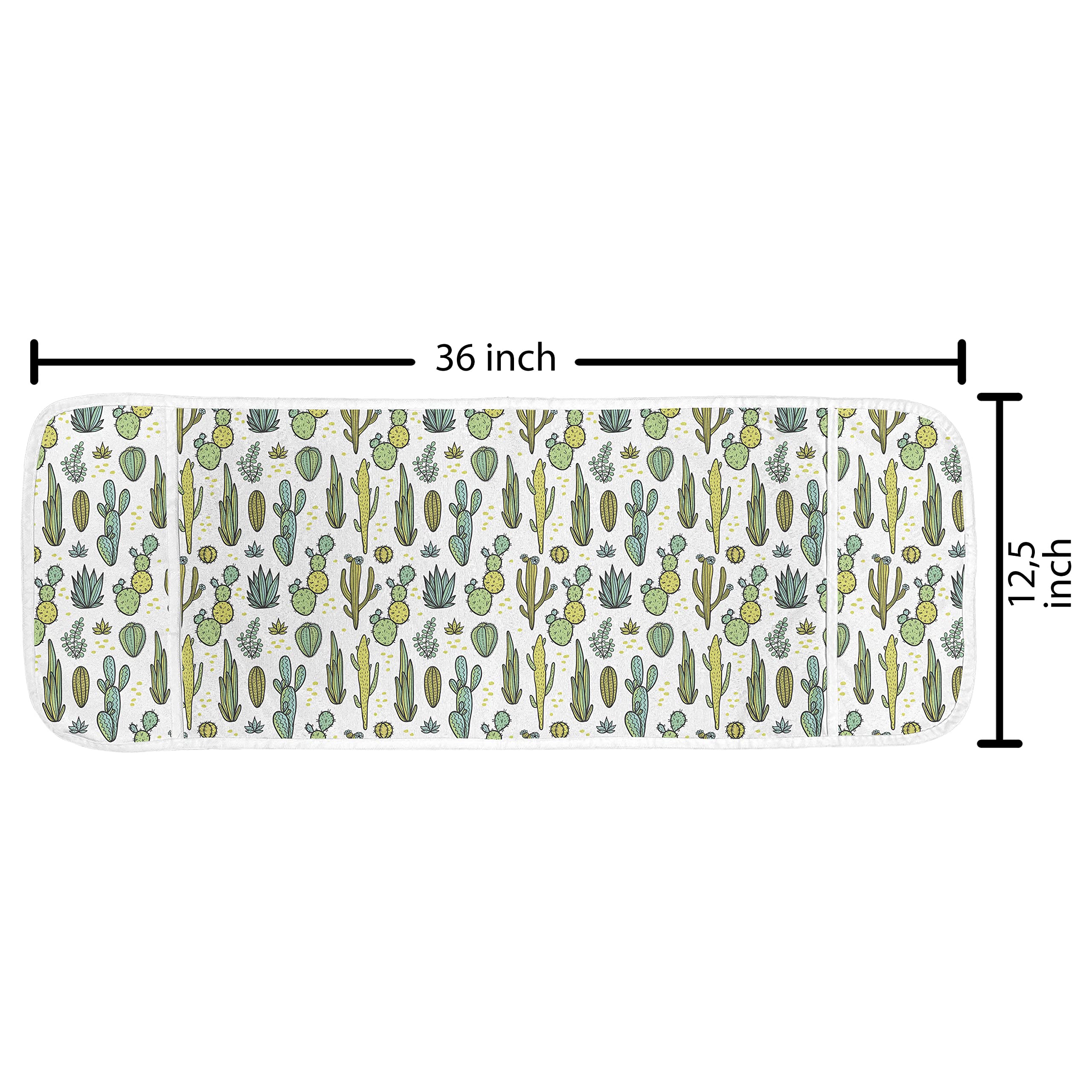 Ambesonne Cactus Microwave Cover - Hand Drawn Botanical Floral Pattern, Water Resistant Kitchen Organizer with Pockets, 36