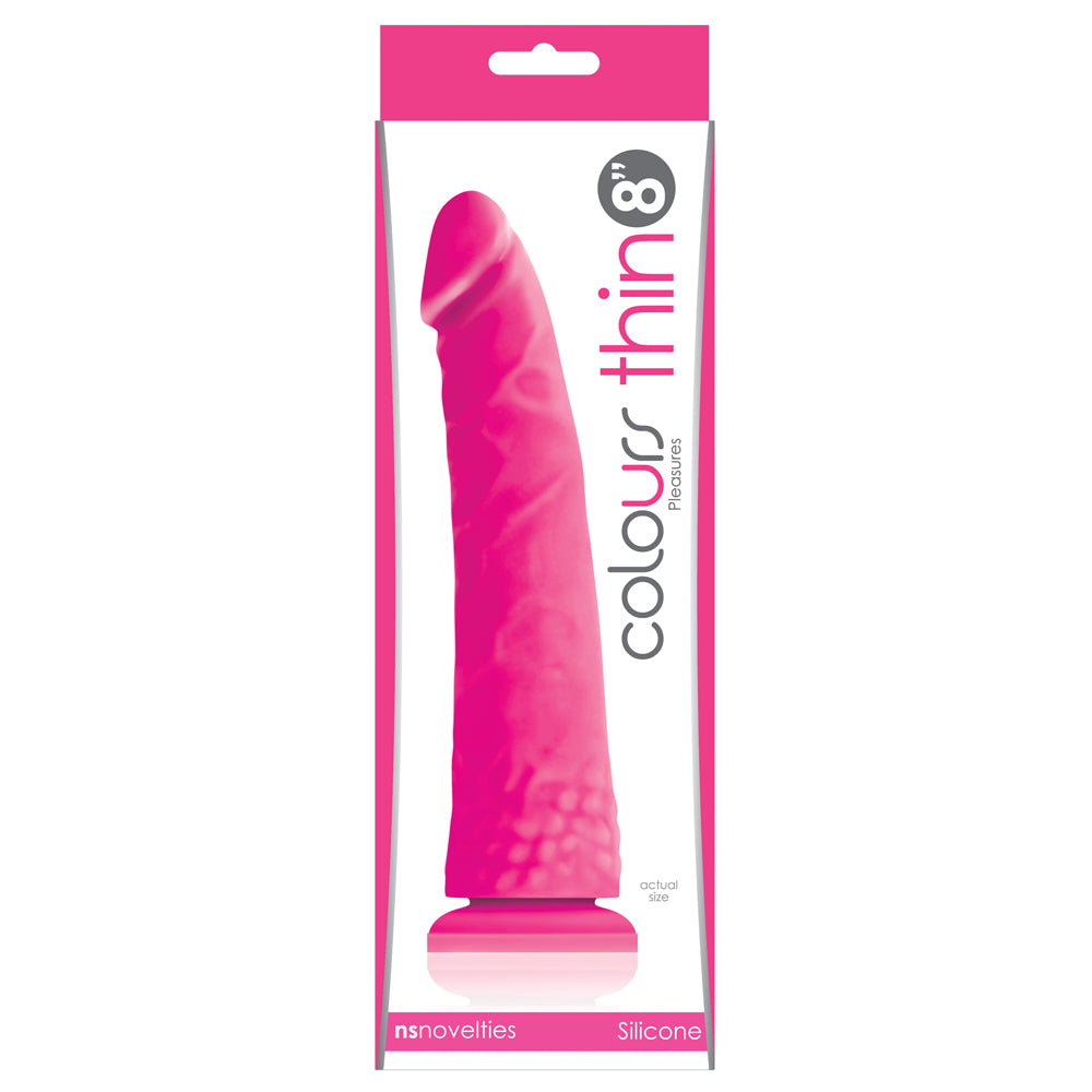 Colours Pleasures 8 Inch Slim Dildo - Realistic Silicone Adult Toy for Solo Play & Couples Use
