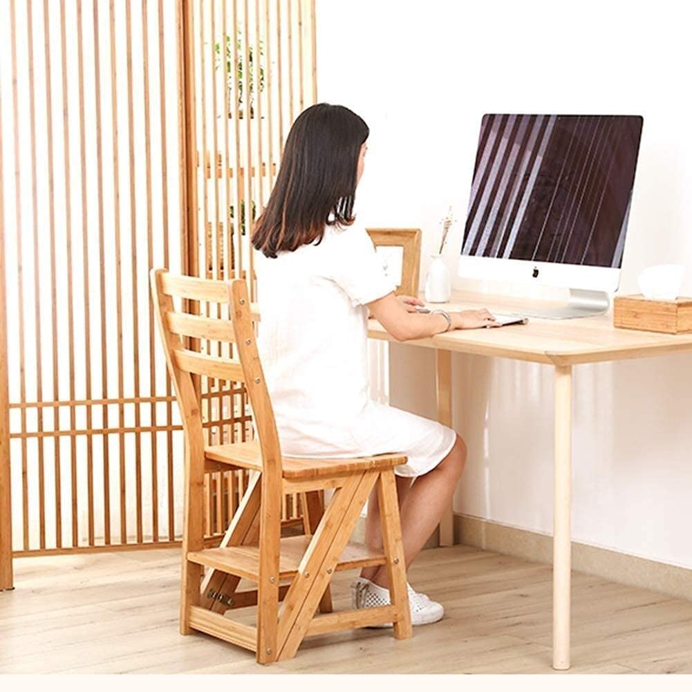 Solid Wood Multi-Functional Folding Chair - 2-in-1 Step Stool for Home, Ladder Stool & Shoe Bench with 3 Steps - Perfect for Kitchen, Bathroom, Closet Organization & Reaching High Shelves