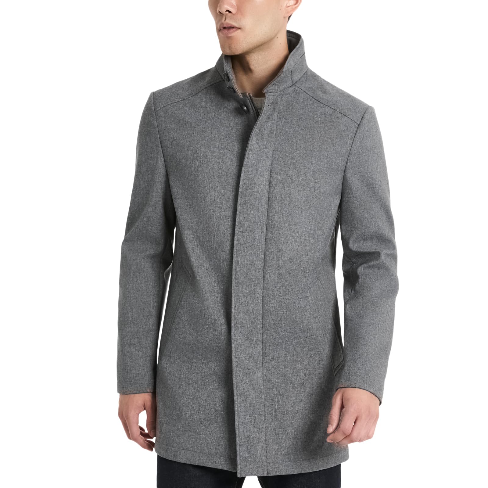 Van Heusen Men's Tedford Stand Collar Overcoat - Classic Wool Blend Winter Coat for Business & Formal Occasions