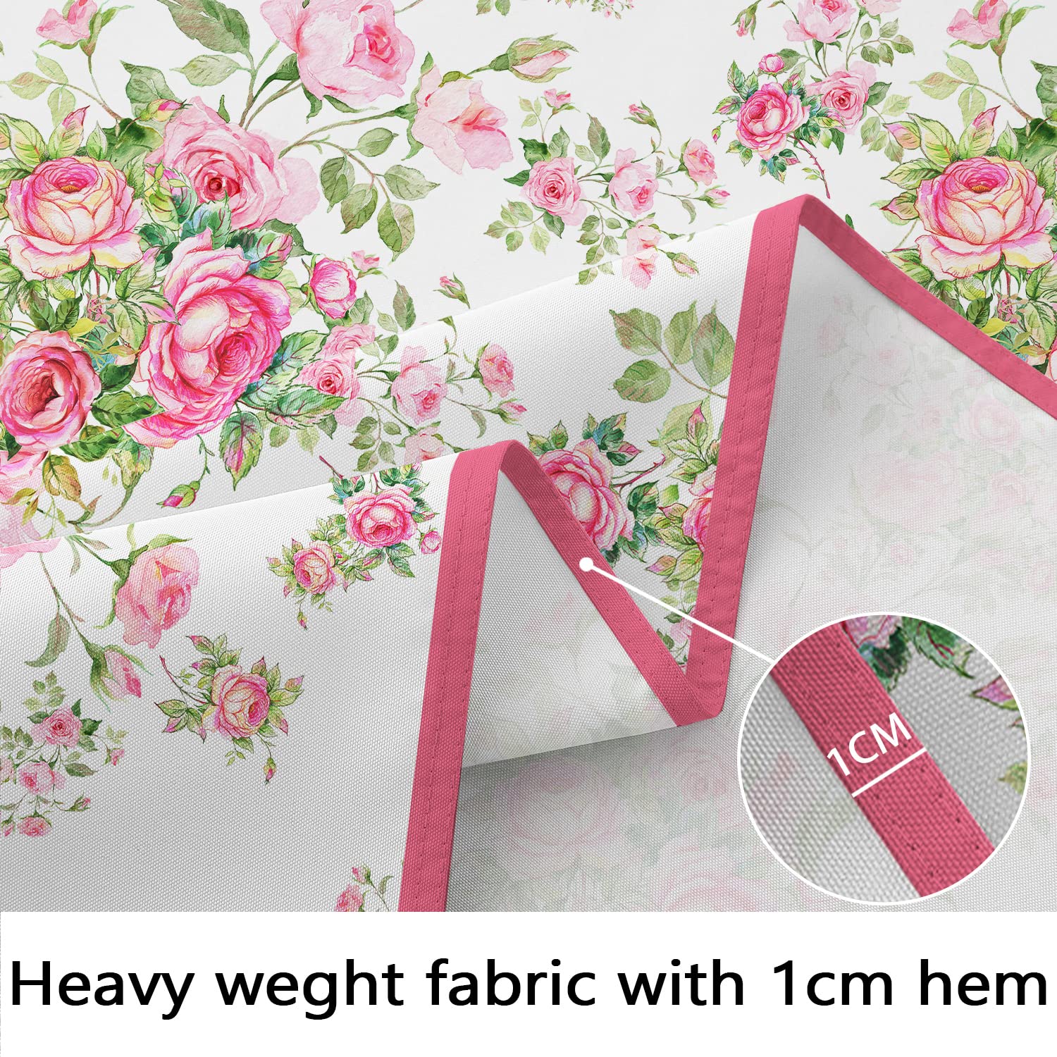Pink Floral Oval Tablecloth 54x72 Inch - Waterproof Wrinkle-Free Spring Summer Table Cover for Dining, Party, Wedding & Outdoor Events - Decorative Pink Flowers Print Tablecloth for Oval Tables