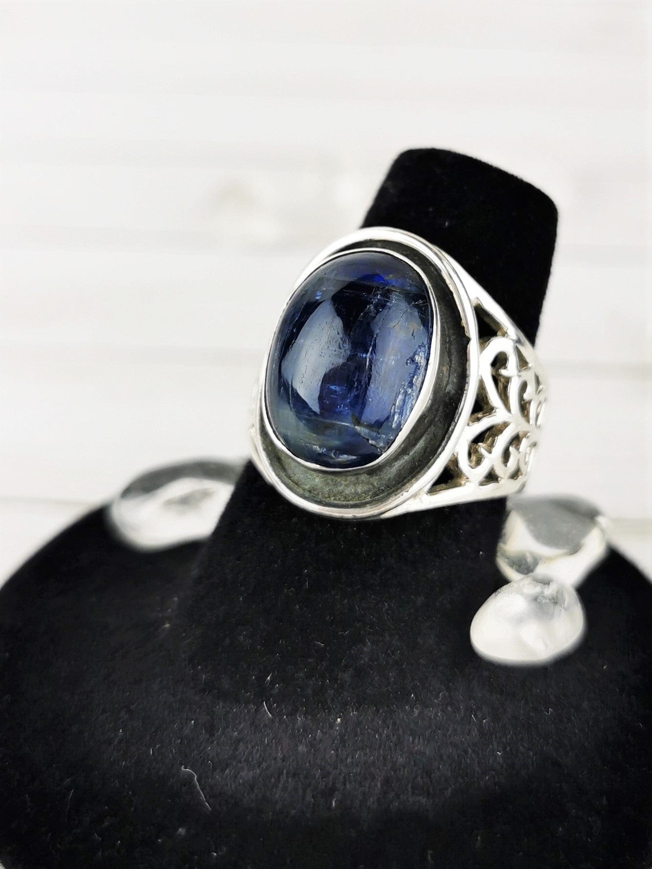 Blue Kyanite Ring for Women - Size 6.75 Sterling Silver Healing Crystal Jewelry - Perfect for Meditation, Energy Healing & Spiritual Gifts