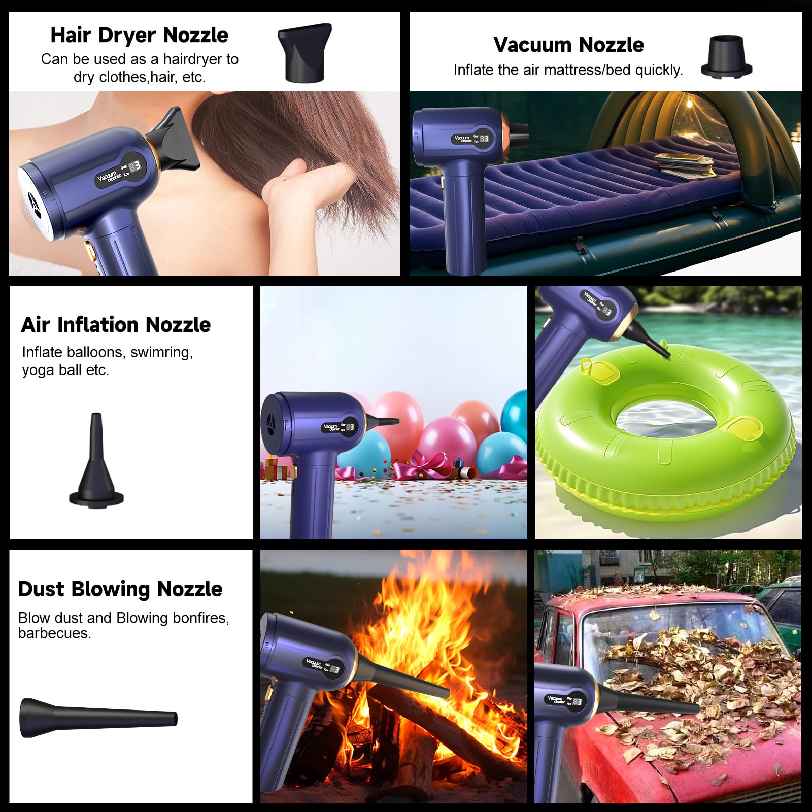 **15KPa Cordless Handheld Vacuum Cleaner - 4000mAh, 80W High Power, LED Light & Digital Display - 3 Speeds & 7 Nozzles for Car, Home, Office, Pet Hair - Portable 3-in-1 Mini Vacuum for Quick Cleaning & Mess-Free Spaces**