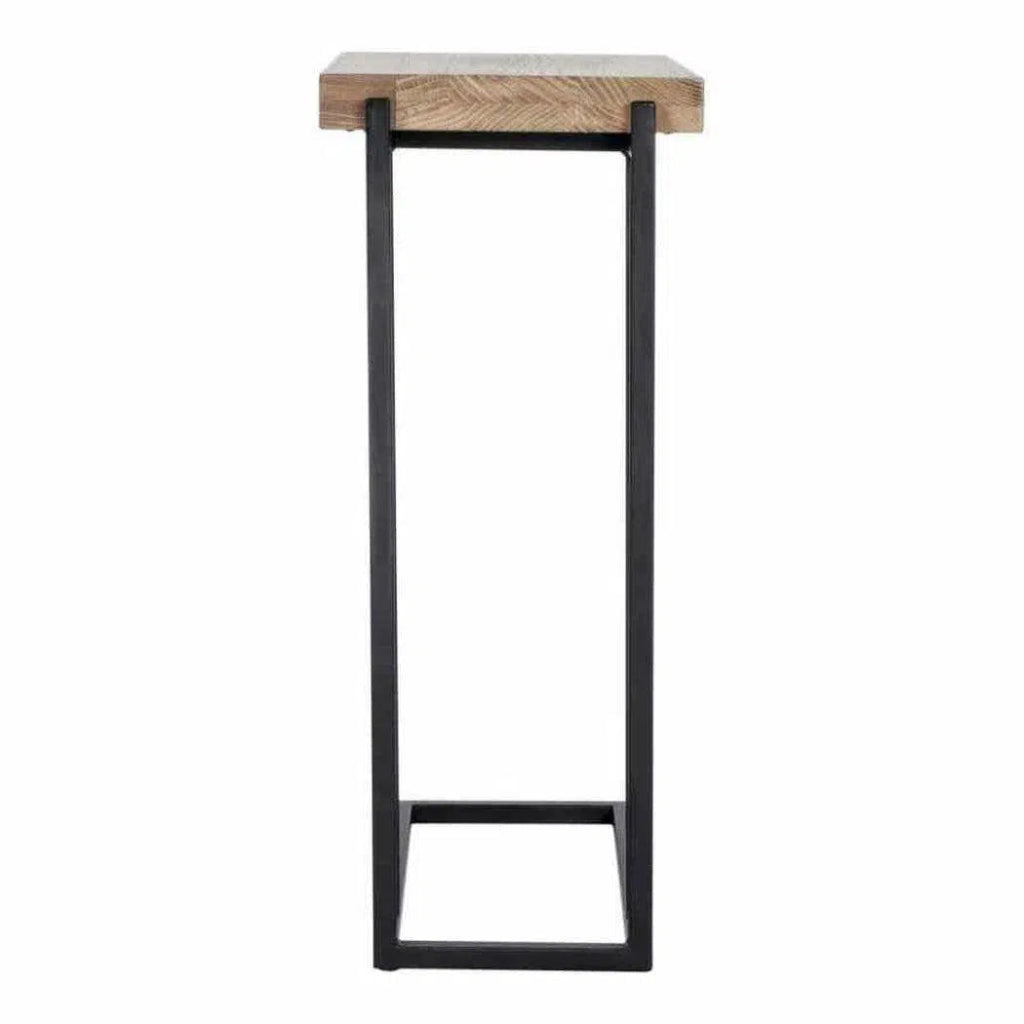 16 Inch C-Shaped Side Table - Natural Wood End Table for Living Room, Bedroom, or Office - Perfect for Small Spaces, Reading Nook & Coffee Cup Holder