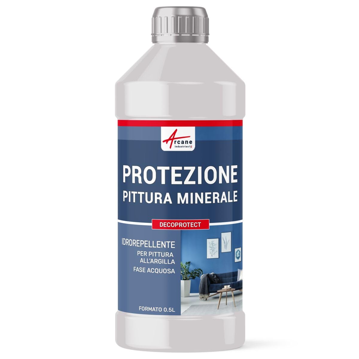 Waterproof & Grease-Resistant Protective Coating for Mineral Clay Paint - DECOPROTECT - 0.5L by ARCANE INDUSTRIES - Ideal for Interior Walls, Kitchen Backsplashes & High-Humidity Areas