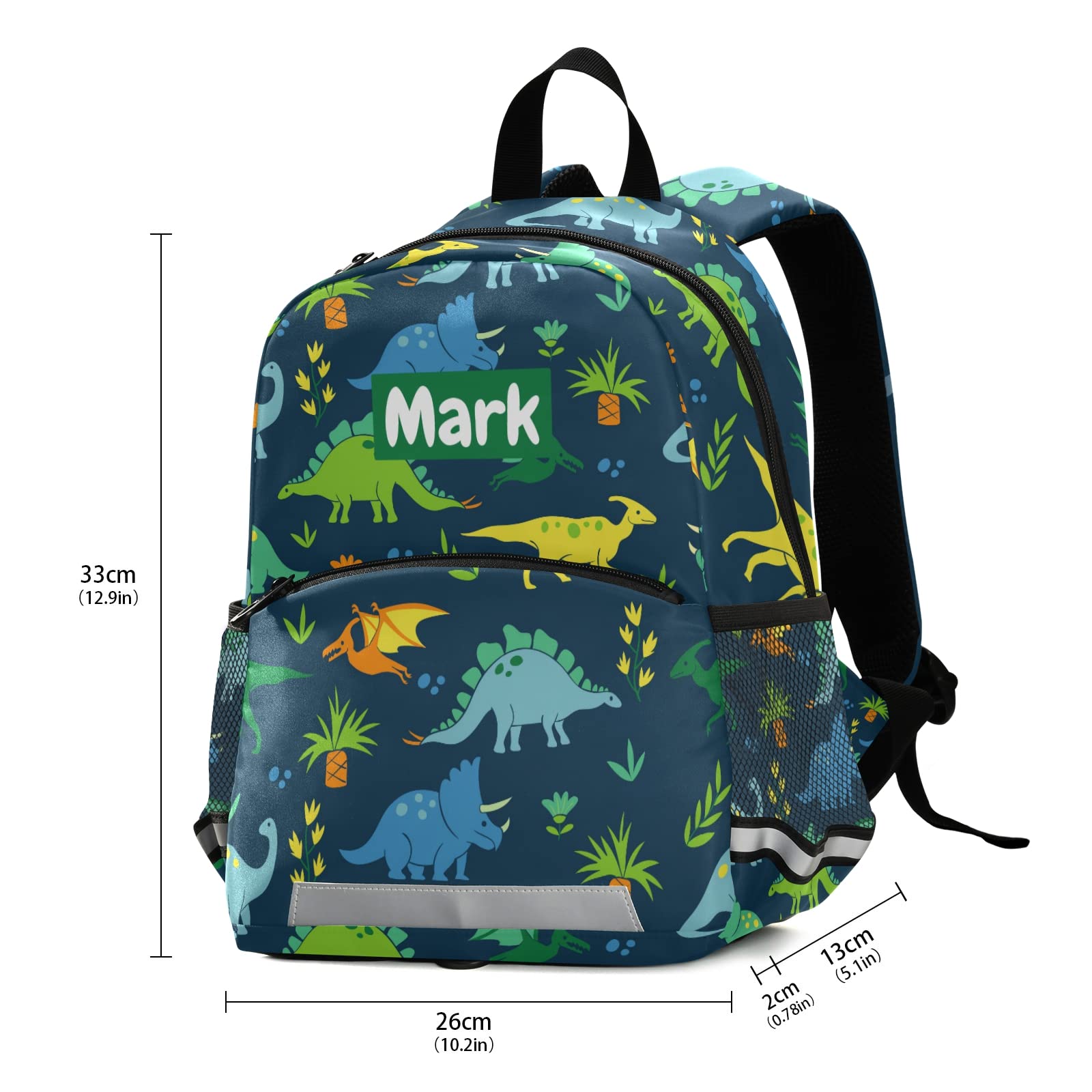 Custom Personalized Green Dinosaur Backpack for Kids - Adjustable Preschool & Toddler School Backpack for Boys & Girls with Name/Text & Chest Strap - Perfect for Daycare, Kindergarten, Travel & Outdoor Adventures