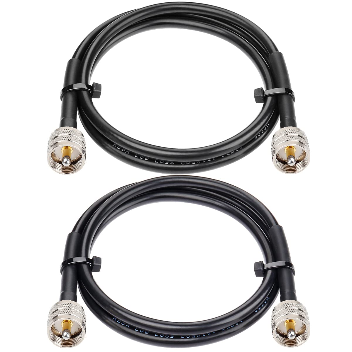 RG8x Jumper Cable 3ft (2 Pack) - PL259 Male to Male 50 Ohm Coaxial Cable | Low Loss CB Antenna Wire for CB Radio, HAM Radio, VHF Radio | Perfect for SWR Meter Testing & Antenna Analyzer Setup | Durable Communication Cable for Truckers & Radio Enthusiasts