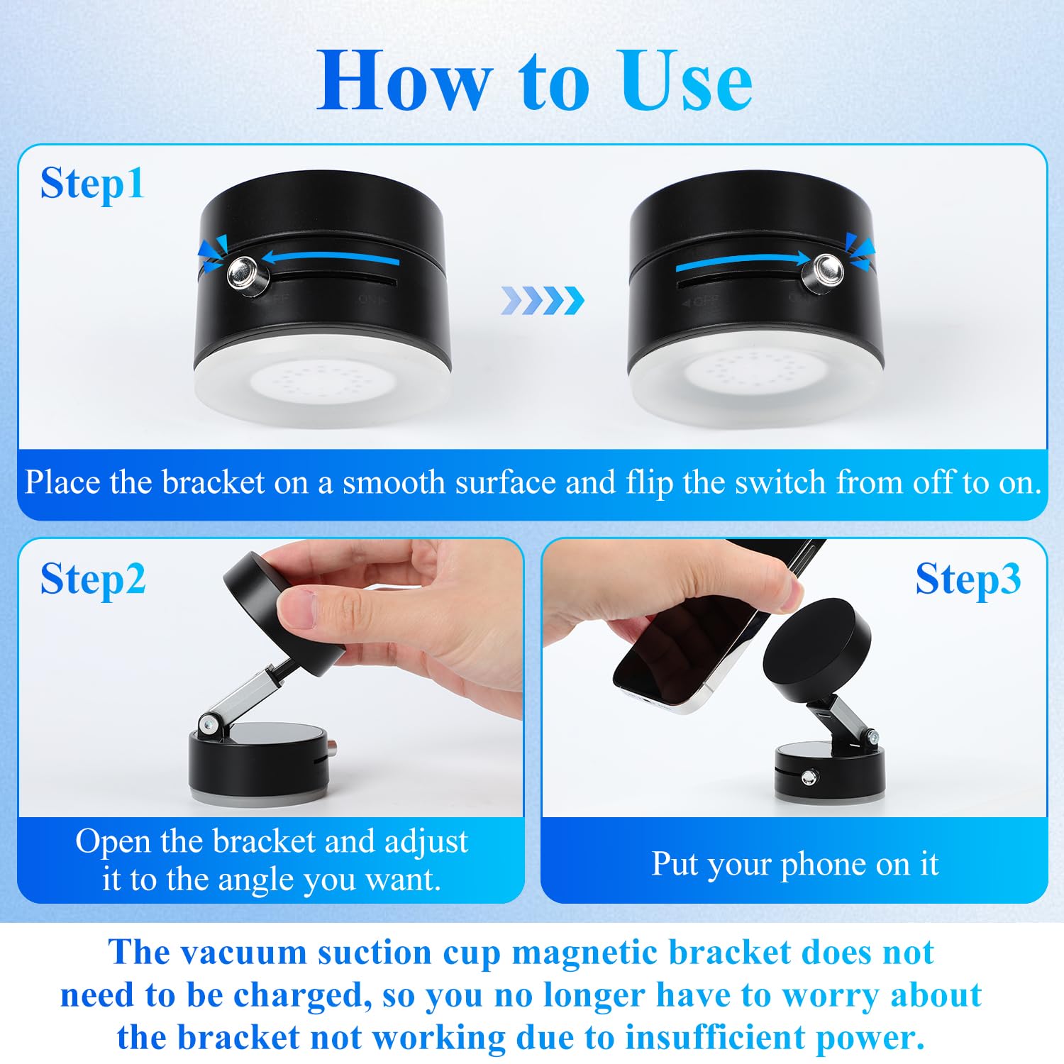 Foldable Vacuum Suction Car Phone Holder for iPhone 16/15/14/13/12 - Universal Phone Mount for Car Dashboard, Gym, Mirror & Home Use - Multi-Angle Adjustable Black Smartphone Stand (Perfect for Driving, Workouts & Hands-Free Viewing)