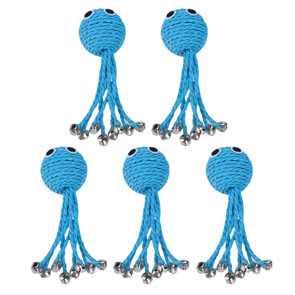 5Pcs Blue Octopus Cat Rope Toy with Bell - Interactive Pet Training Toy for Kittens & Puppies - Perfect for Biting, Chasing & Playtime Fun (Great for Indoor Play & Teething Relief)