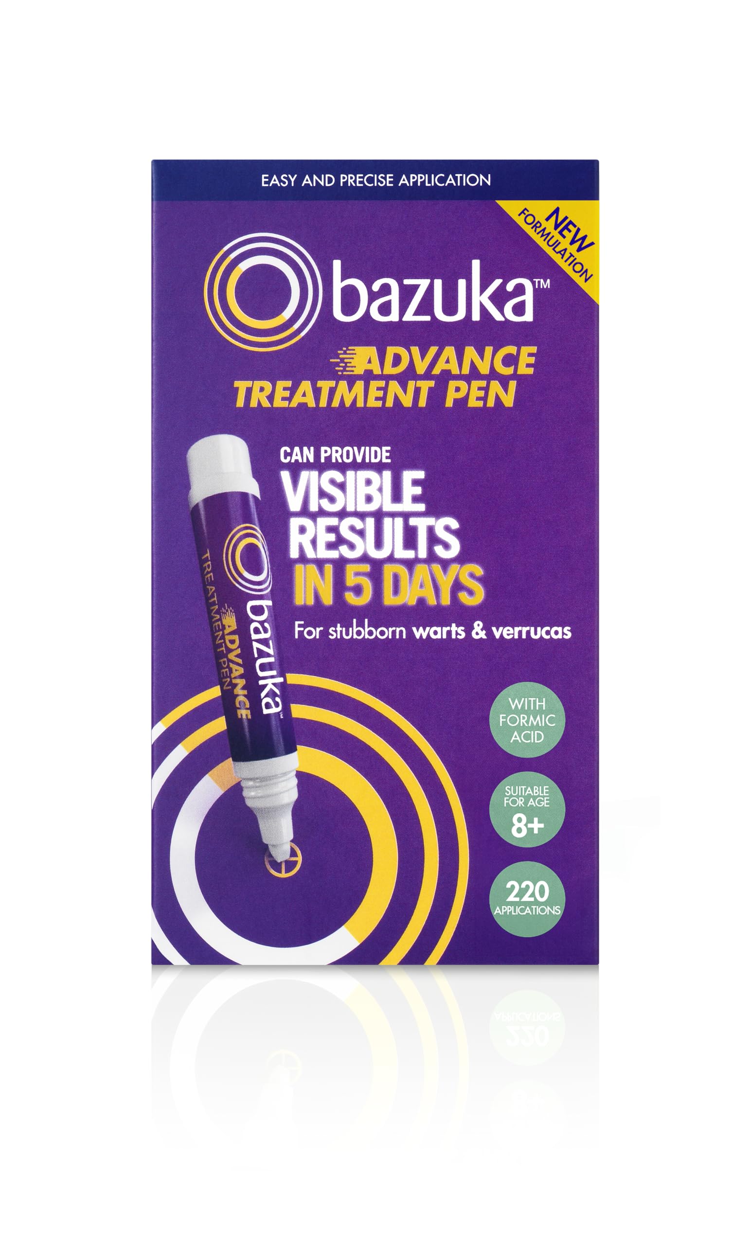 Bazuka Advance Treatment Pen for Stubborn Warts and Verrucas - Fast & Effective Wart Remover for Hands & Feet - Perfect for Home Use & Travel