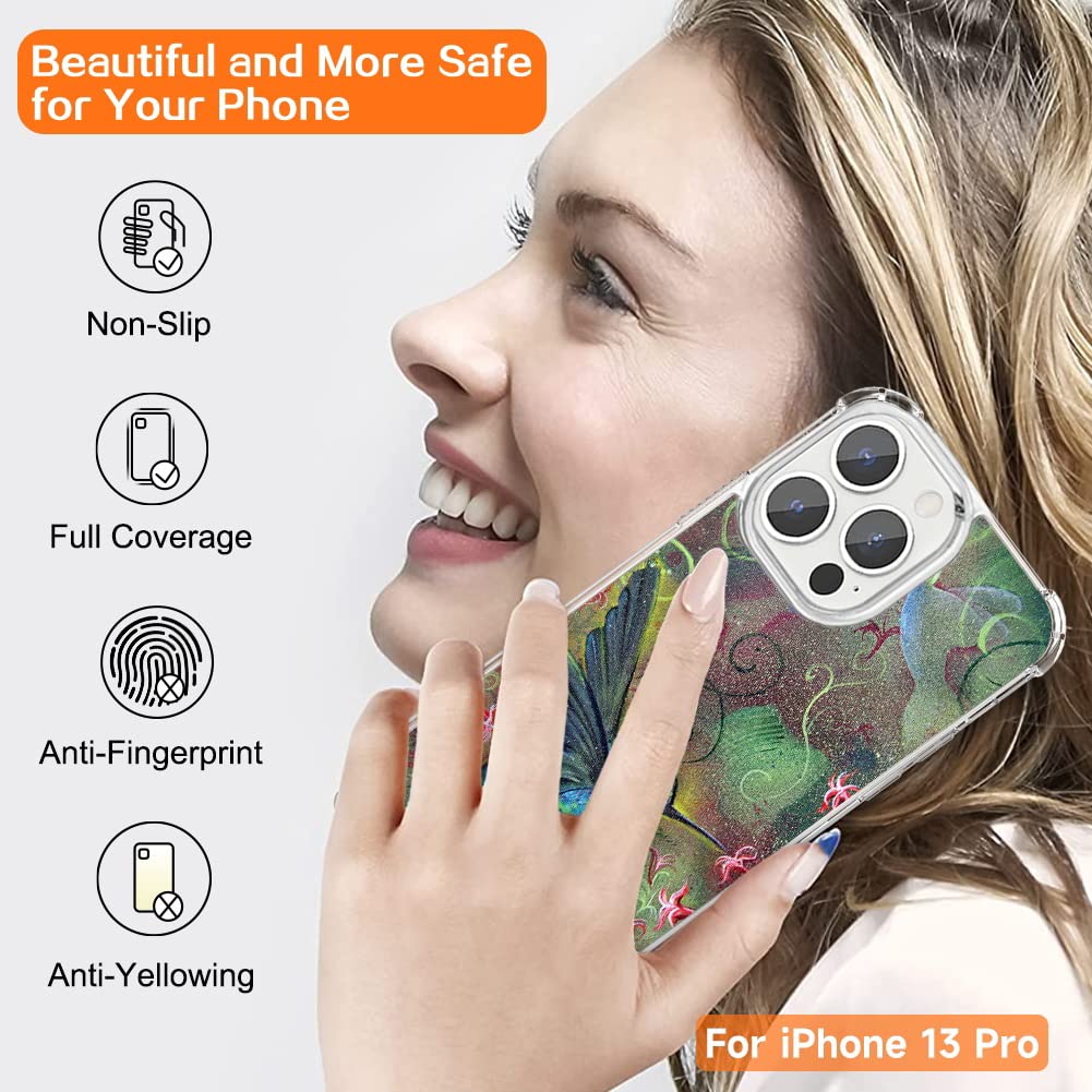 Shockproof Clear Phone Case for iPhone 13 Pro with Vibrant Hummingbird Design - 4 Corner Reinforced Protection | Perfect for Everyday Use, Outdoor Activities & Travel