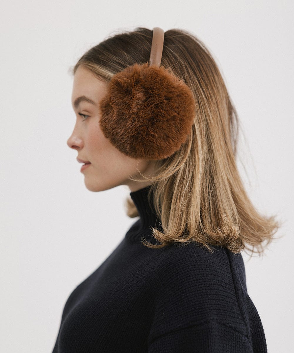 Leena Faux Fur Earmuffs - Winter Warm Ear Muffs for Women & Girls - Soft Plush Fleece Lined - Cold Weather Accessories for Outdoor Activities, Skiing, Snowboarding & Daily Winter Wear