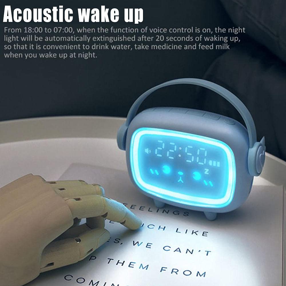 Smart LED Night Light Alarm Clock with Timer & Countdown - Cute Pink Kids Bedroom Decor for Sleep Training & Nursery Room Lighting