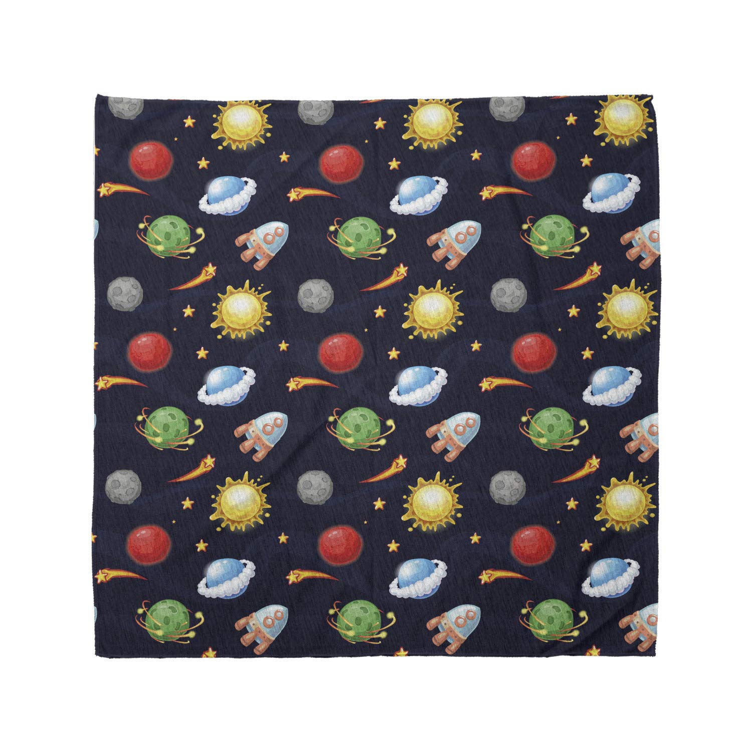 Ambesonne Space Bandana - Galaxy Sun & Planets Print, Unisex Head & Neck Scarf for Outdoor, Hiking, Music Festivals & Cosplay