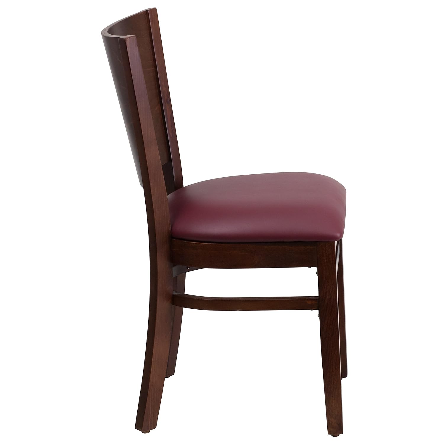 Flash Furniture 2-Pack Lacey Series Solid Back Walnut Wood Restaurant Chairs with Burgundy Vinyl Seat - Durable Dining Chairs for Restaurants, Cafes, and Home Kitchens