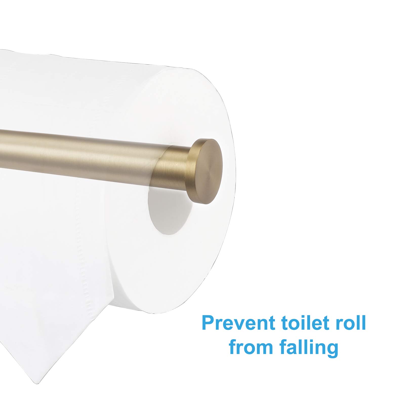 TASTOS Brushed Gold Toilet Paper Holder - 5 Inch SUS304 Stainless Steel Wall Mount Tissue Roll Dispenser - Modern Round Bathroom & Kitchen Paper Holder for Home, Office, Hotel (Ideal for Powder Rooms, Guest Bathrooms & Washrooms)
