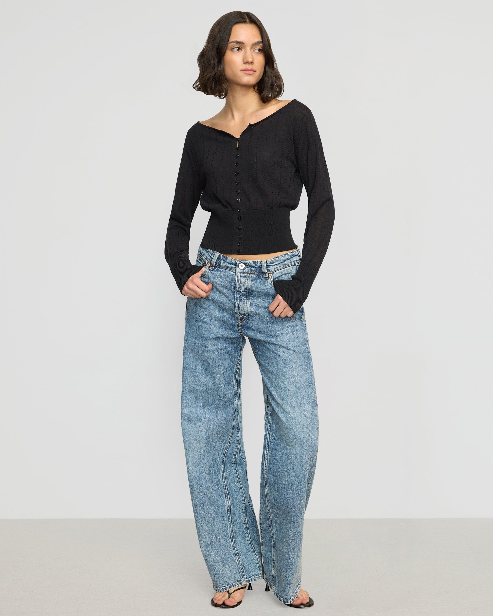 Chava Semi Sheer Button Knit Top for Women - Soft Breathable Blouse for Casual Wear, Office & Date Night Outfits