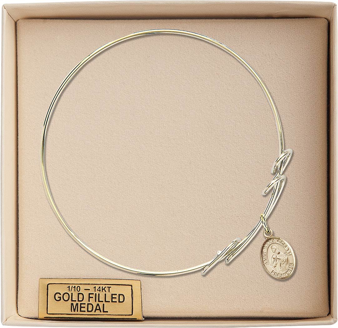 St. Maria Goretti Gold-Filled Round Double Loop Bangle Bracelet - Elegant Religious Jewelry for Women, Perfect for Church, Weddings & Daily Wear