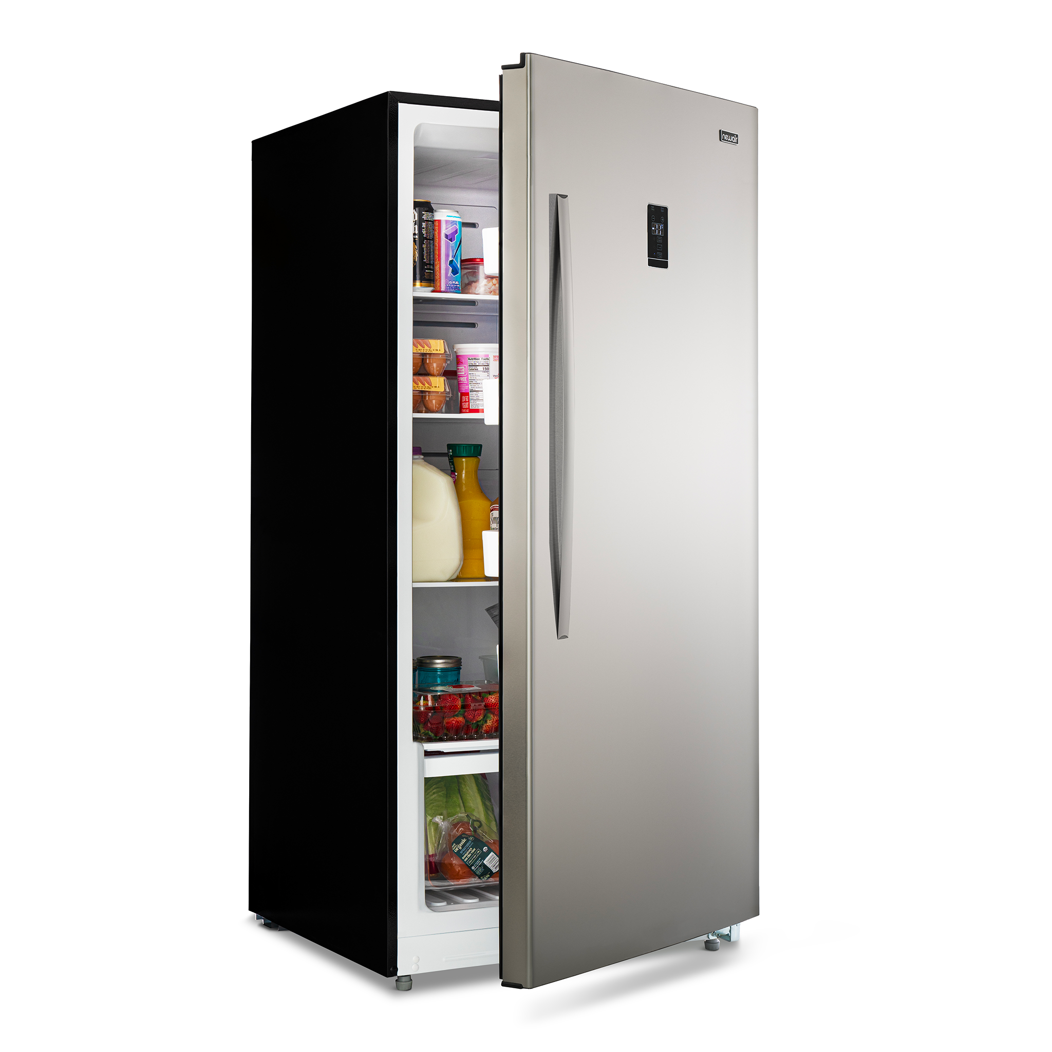 Newair® 13.8 Cu. Ft. Stainless Steel Upright Freezer - Energy Efficient Deep Freezer for Home, Restaurant & Commercial Use - Perfect for Storing Meat, Frozen Foods & Bulk Groceries
