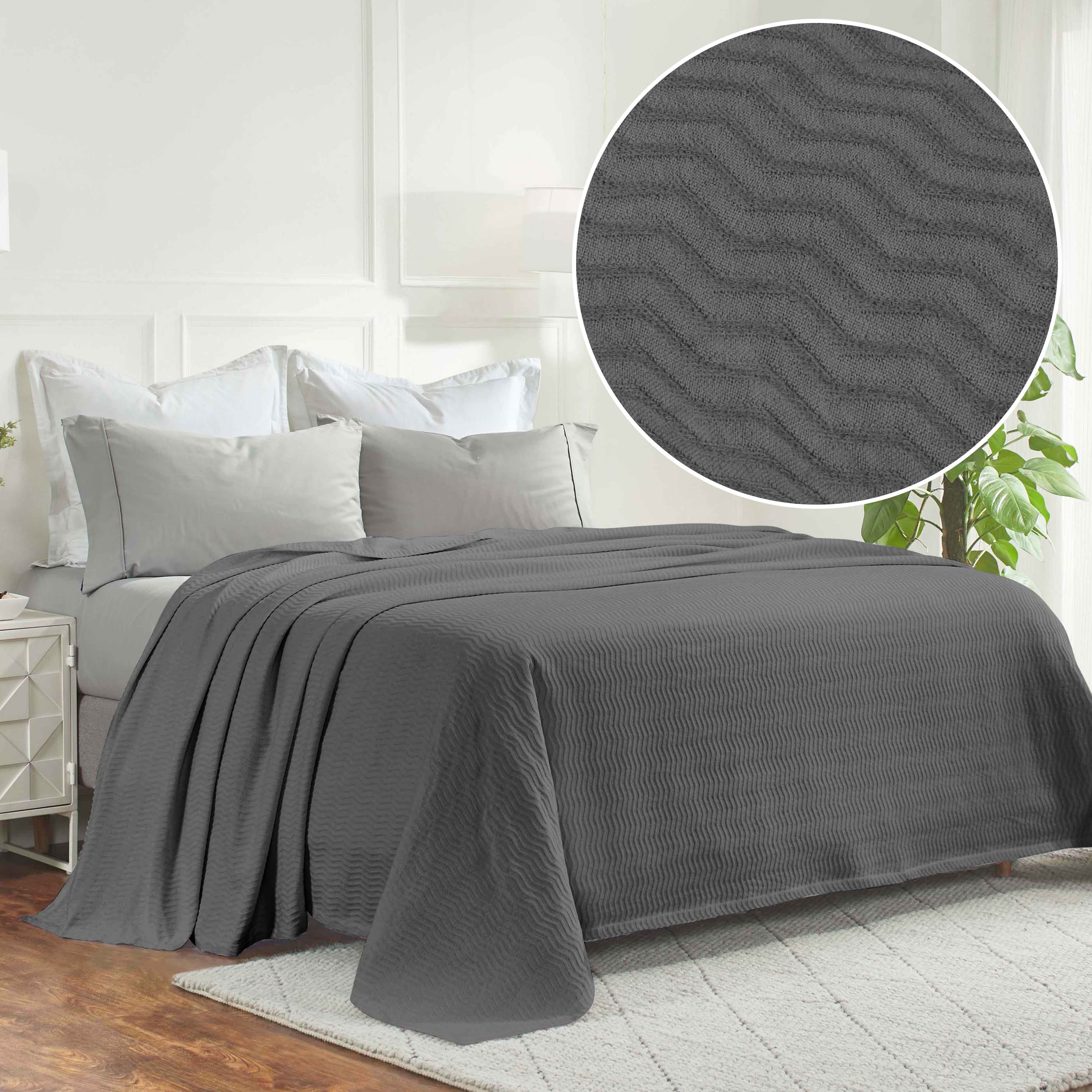 Jena Cotton Textured Chevron Lightweight Woven Blanket - Soft & Breathable Throw for Sofa, Bed & Outdoor Use - Cozy Home Decor & Picnic Essential