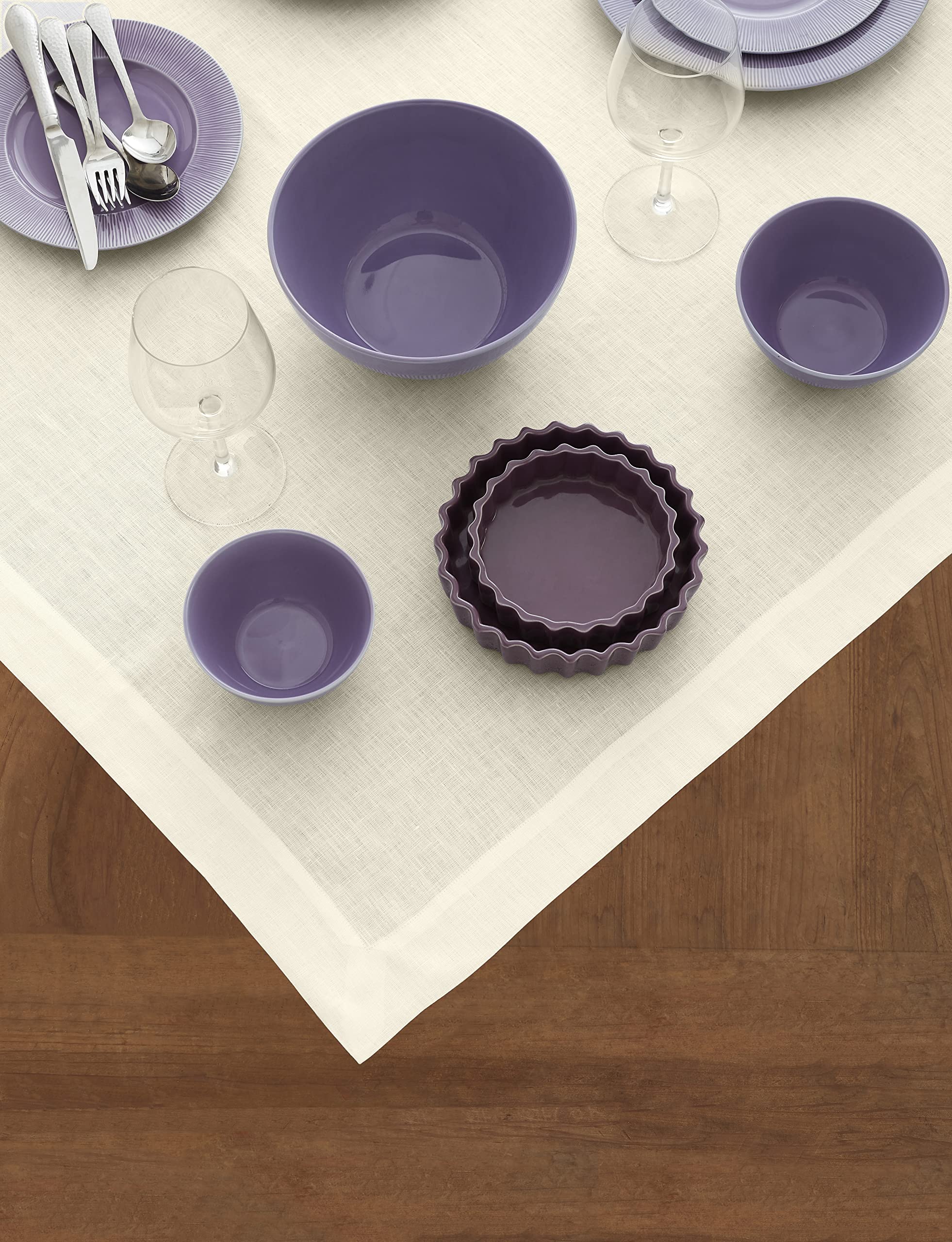 Solino Home Ivory Linen Square Tablecloth 52x52 Inch - 100% Pure Linen Washable Table Cover for Dining, Wedding, Party Decor - Elegant Table Setting for Spring, Easter & Mother's Day Celebrations