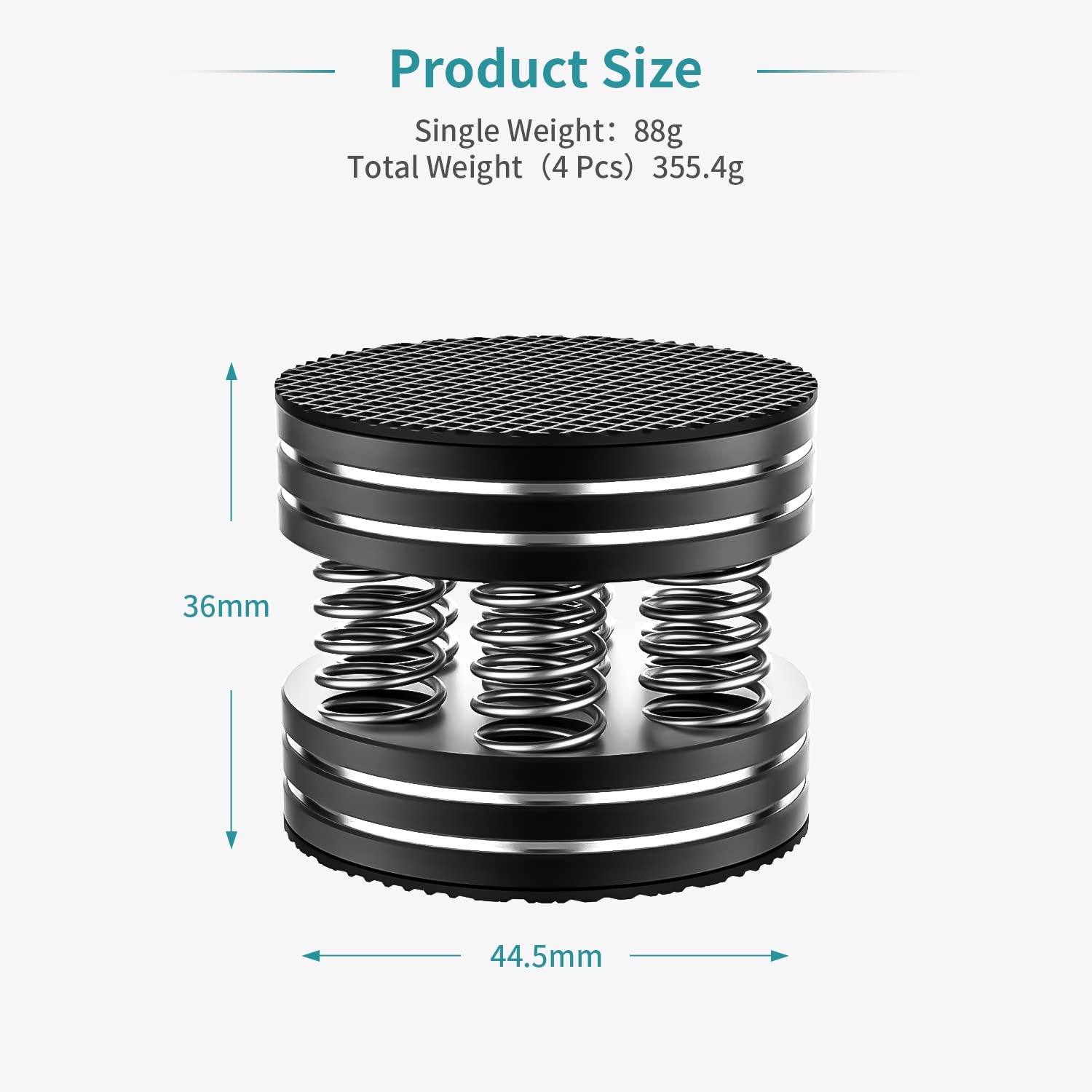 Tertullus Speaker Spikes 4PCS HiFi Spring Isolation Feet, Aluminum Non-Slip Shockproof Turntable Stand Pads for Audio, Speakers, Subwoofers, Home Theater, Turntable DAC, Perfect for Studio and Living Room Setup (Black)