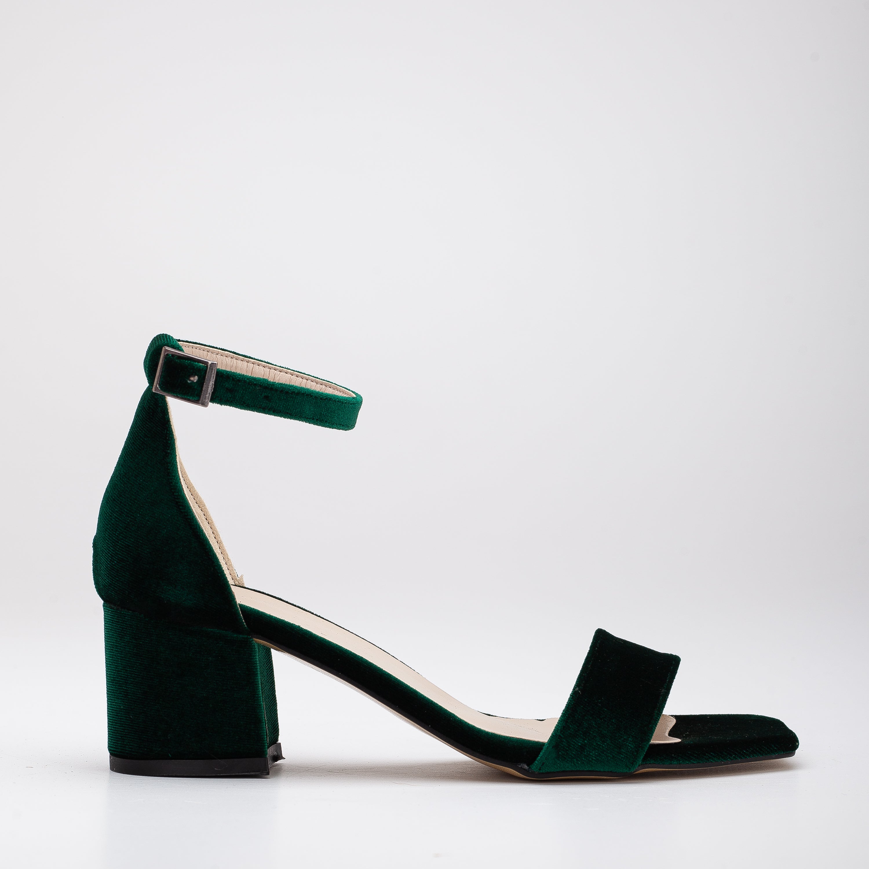 Iva Green Velvet Low Heel Sandals for Women - Comfortable Summer Dress Shoes for Weddings, Parties & Casual Outings