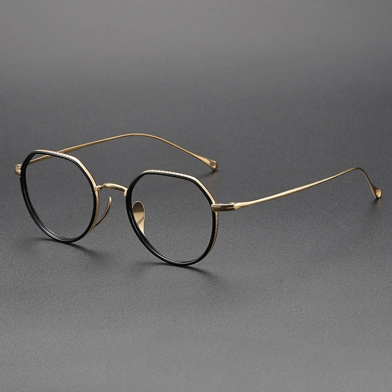 Black Titanium Round Flat Top Eyeglasses for Women - K7310 | Lightweight & Durable Frame for Everyday Wear, Office, and Reading
