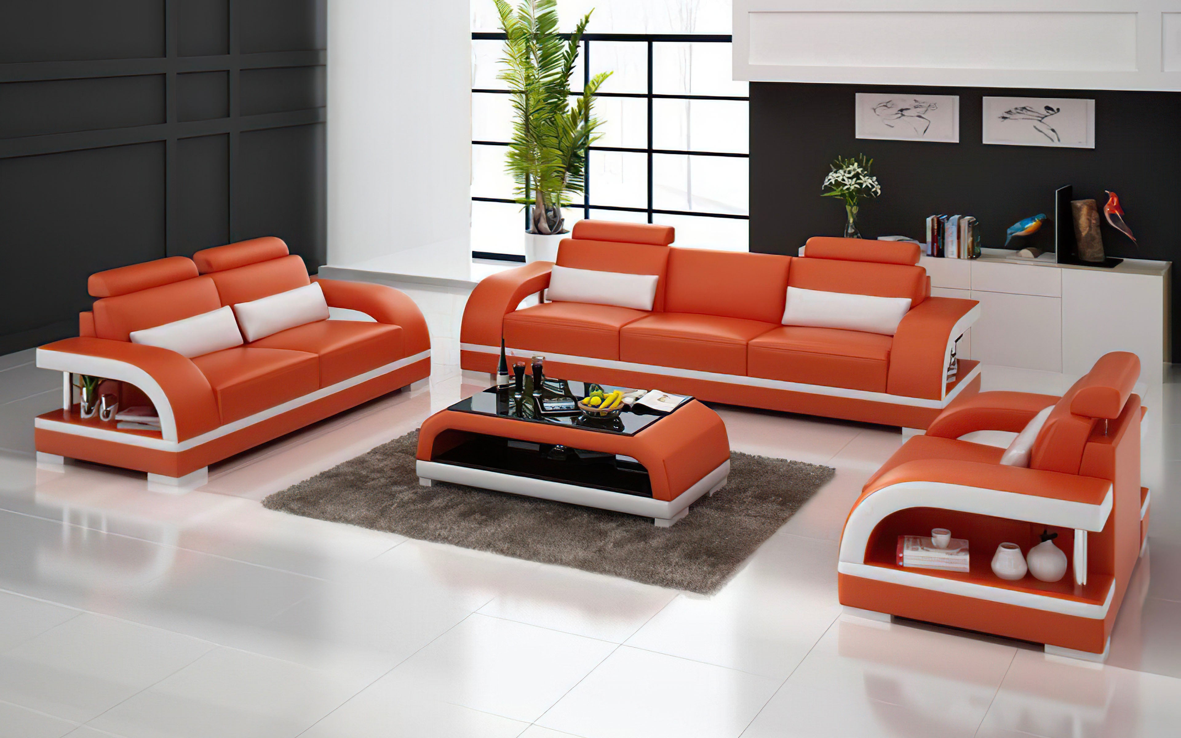 Luxury Nexso Modern Leather Sofa Set - 3-Piece Contemporary Living Room Furniture for Home & Office - Perfect for Relaxing, Entertaining & Stylish Decor