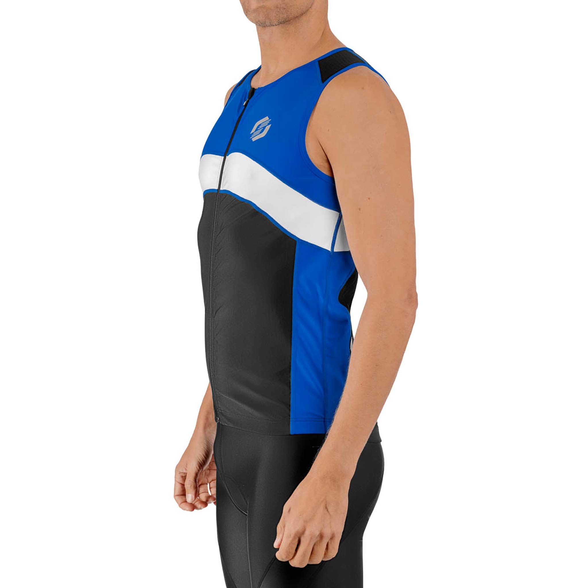 Men's Triathlon Sleeveless Top - PRO Premium FX Material Tri Shirt with 3 Pockets - Lightweight Quick-Dry Athletic Shirt for Cycling, Running & Swim Training