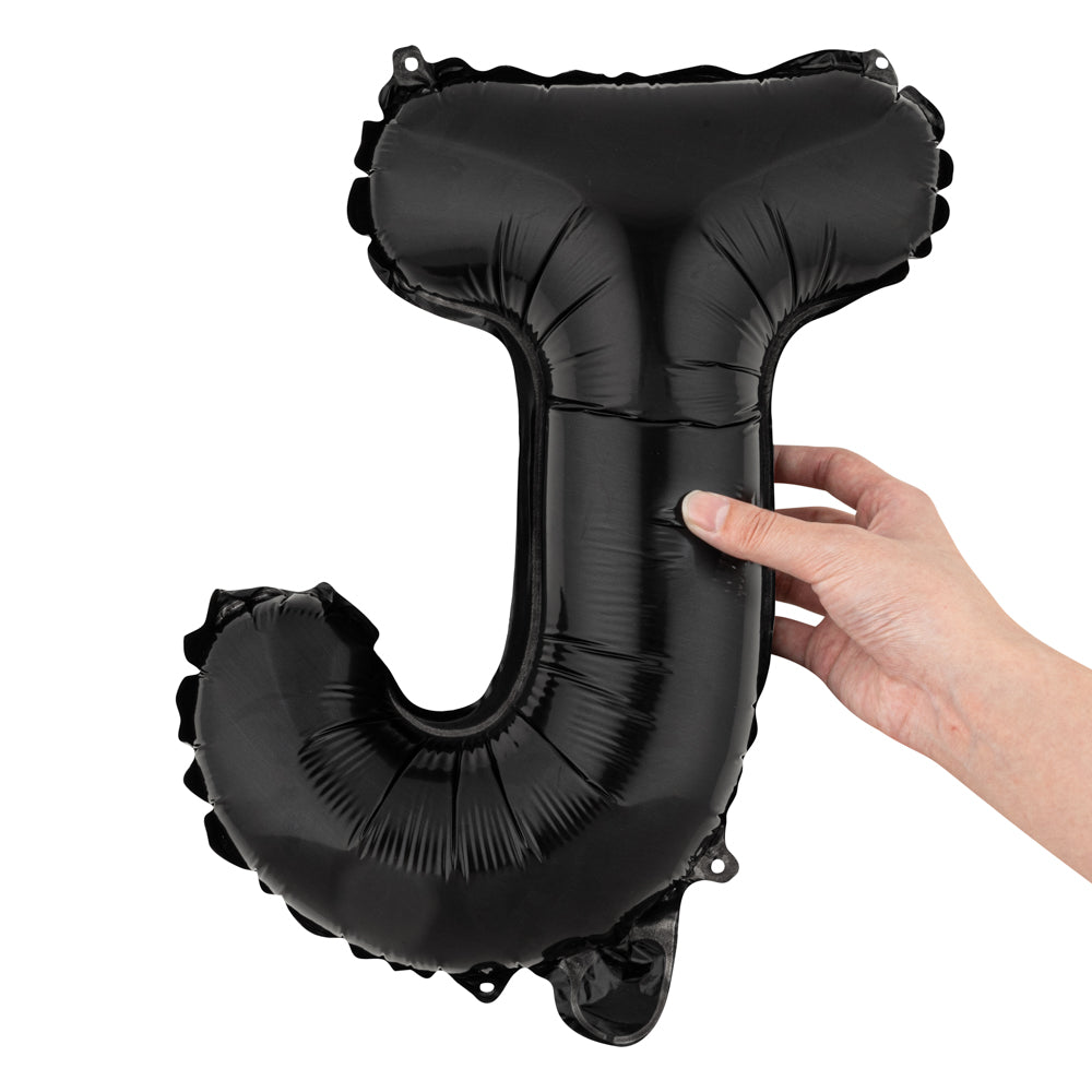Balloonify Black Mylar Letter J Balloon - 16 Inch Large Foil Alphabet Balloon for Birthday Parties, Baby Showers & Graduation Decorations - 1 Count Box
