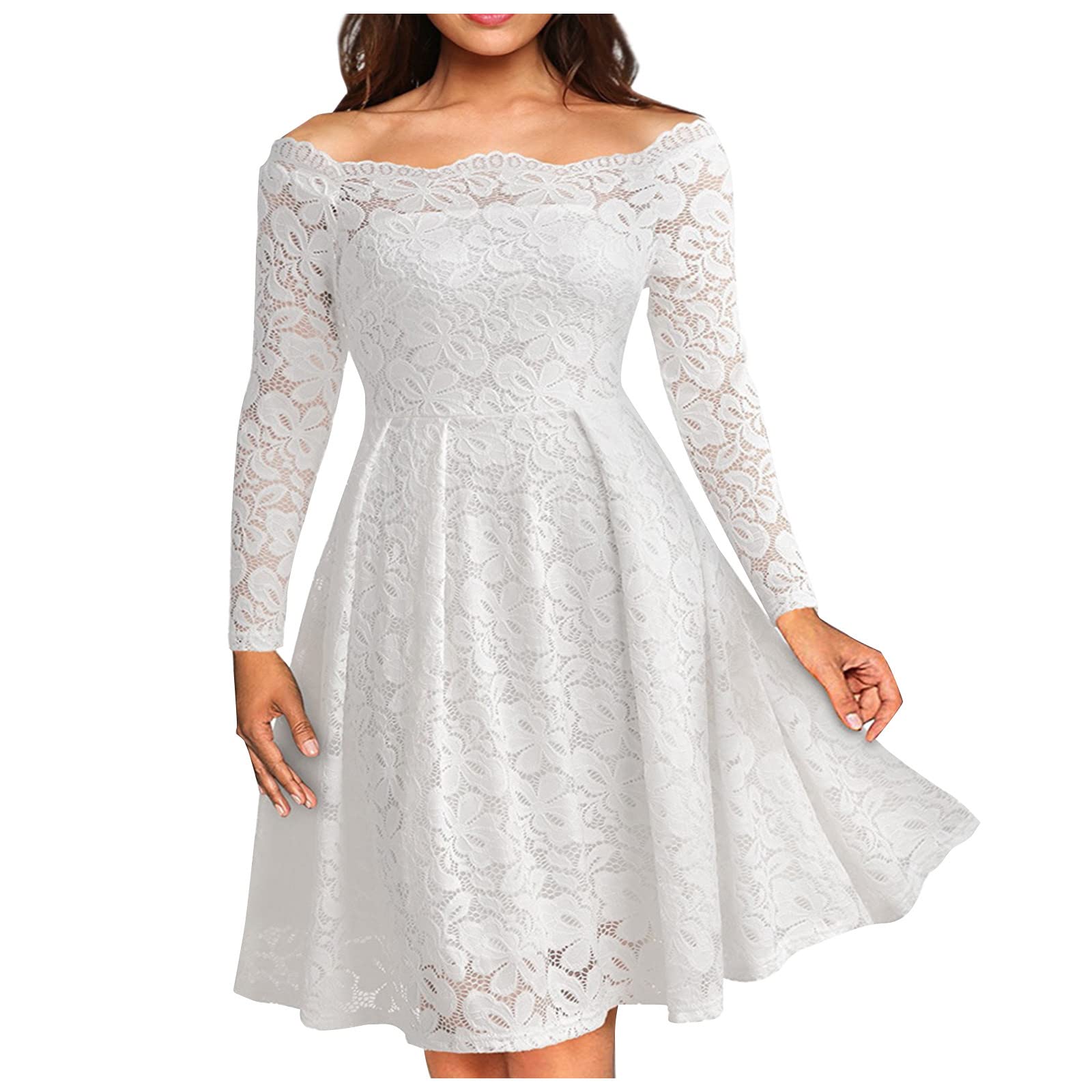ZEFOTIM Women's 2024 Spring Summer Long Sleeve V-Neck A-Line Ruffle Midi Dress - Casual & Cocktail Party Wear for Date Night, Office, Wedding Guest & Special Occasions