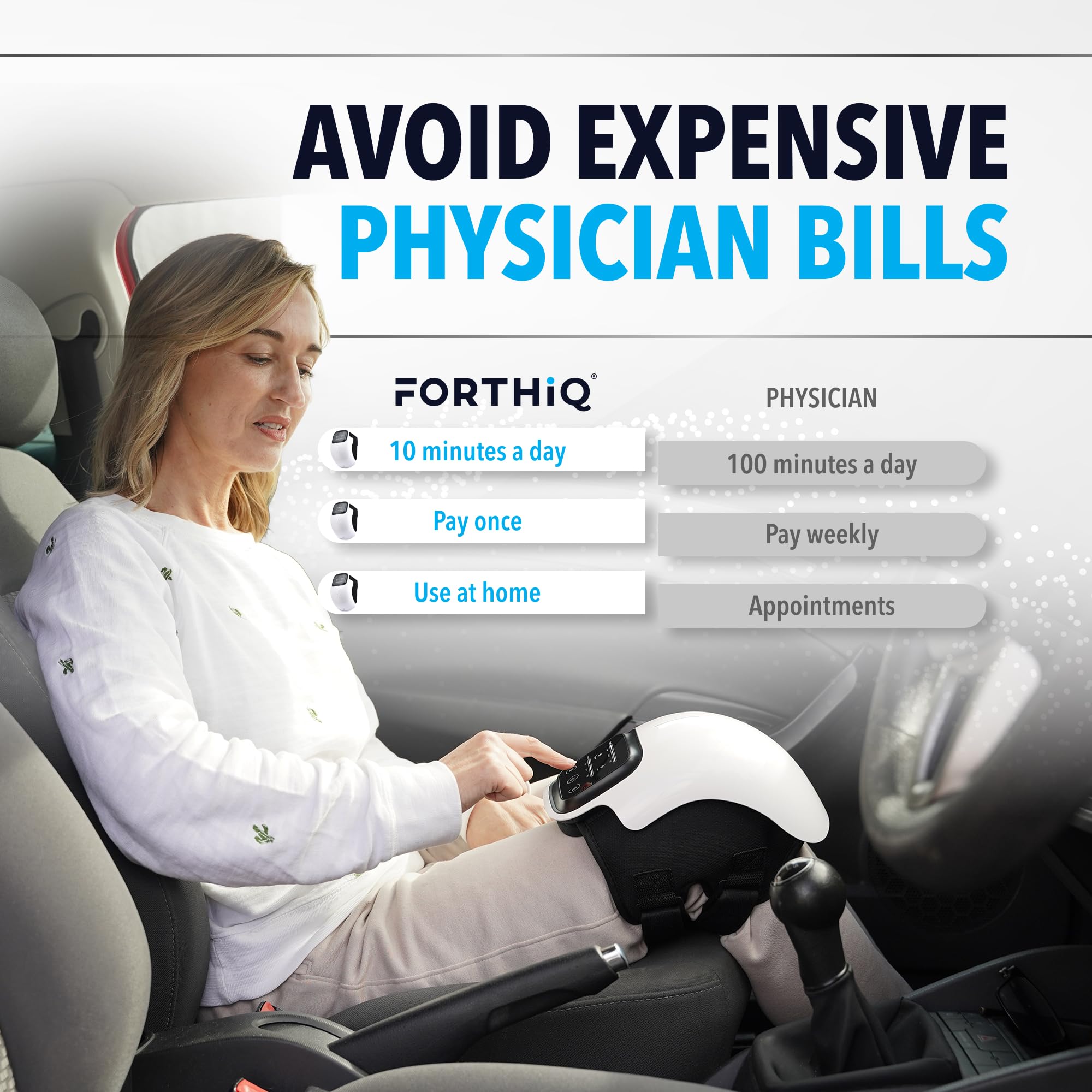FORTHiQ 3-in-1 Cordless Knee Massager with Heat Therapy, Red Light Therapy & Vibration Massage - 2024 Smart Knee Pain Relief for Arthritis, Joint Pain - FSA/HSA Eligible - Perfect Gift for Seniors, Parents & Grandparents - Use at Home, Office or While Traveling