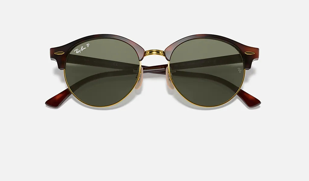Ray Ban CLUBROUND RB4246 Sunglasses 51mm Tortoise Frame with Gray Green Lenses - Classic Round Eyewear for Men & Women, Perfect for Driving, Outdoor Activities & Fashion Statement