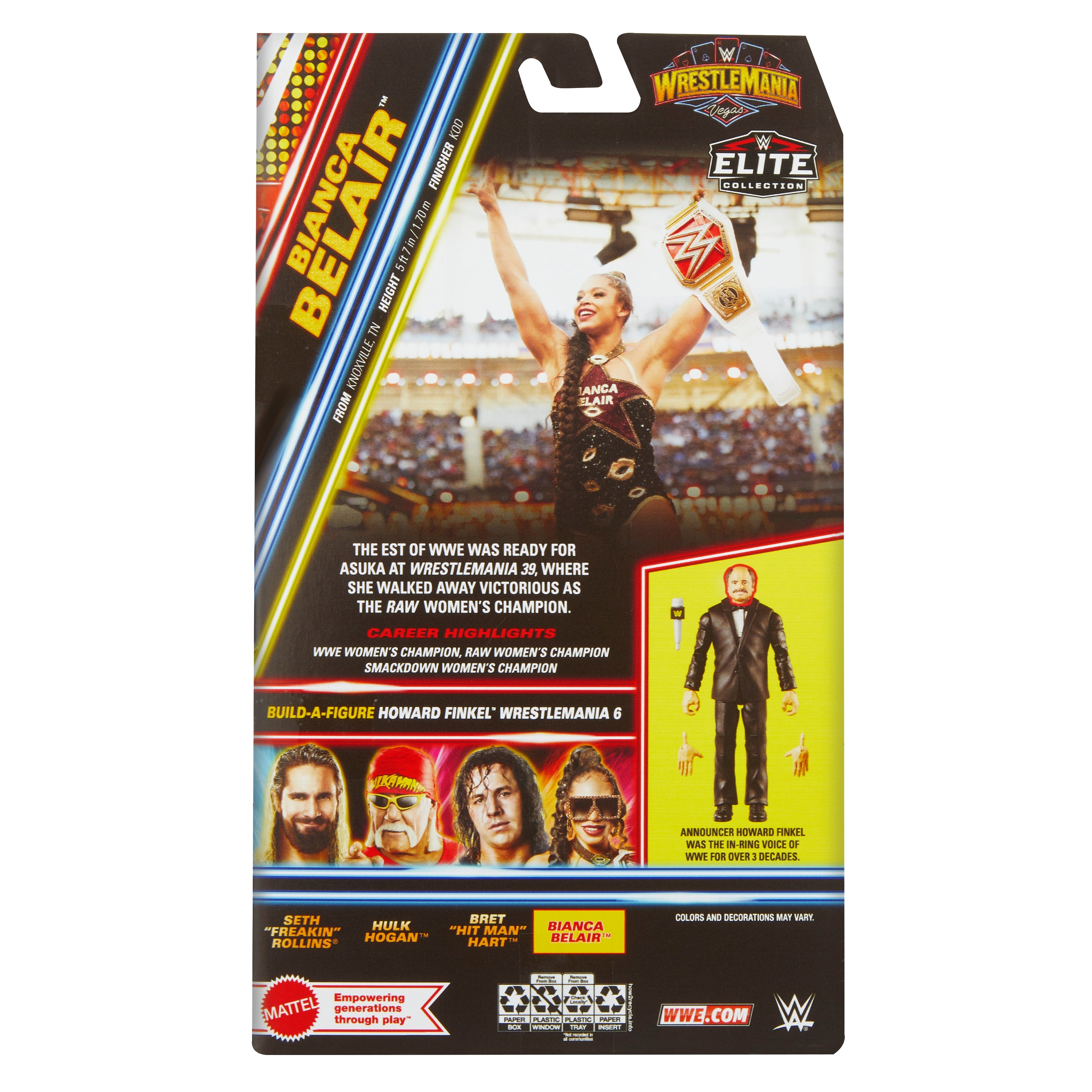 WWE WrestleMania Elite Series Bianca Belair Action Figure with Build-A-Figure (BAF) Part - Collectible Wrestling Toy for Fans & Display