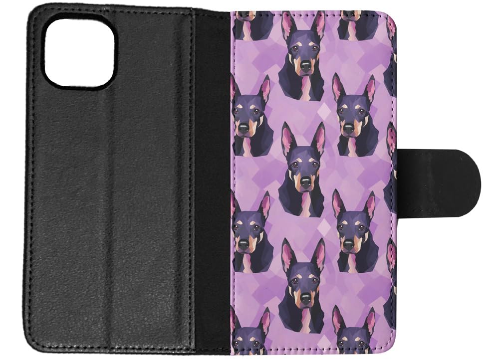 Doberman Pinscher Puppy Dog Pattern Faux Leather Flip Wallet Phone Case for Apple iPhone 14 Plus - Stylish Protective Cover for Everyday Use, Travel & Outdoors