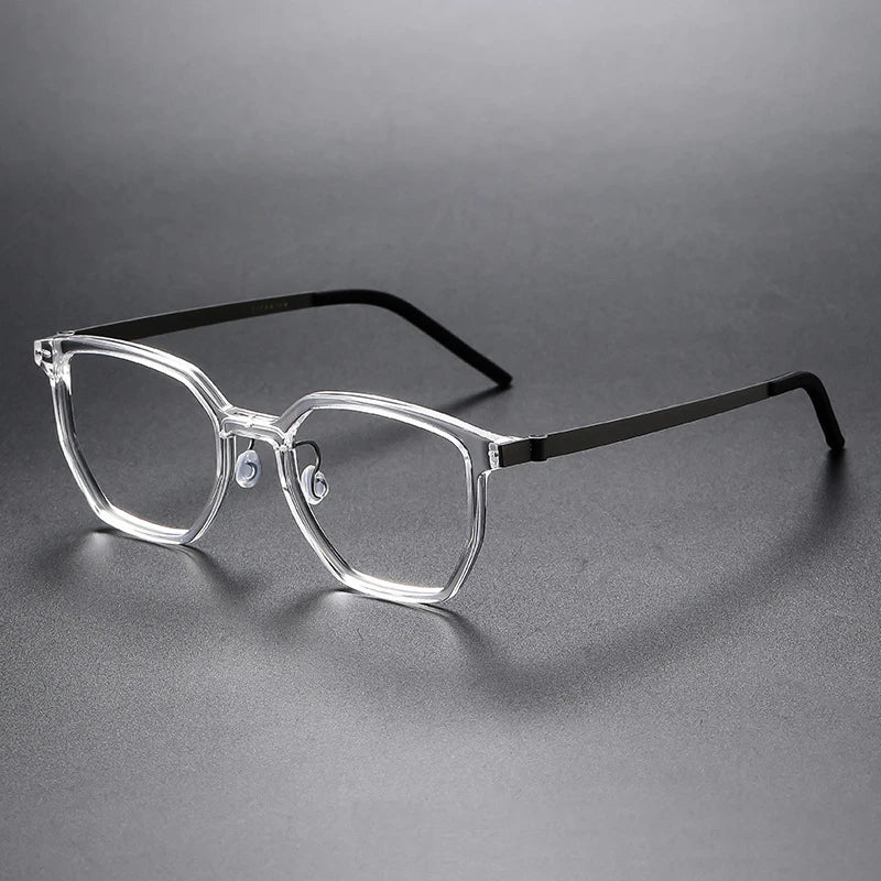 Stylish Unisex Black Titanium Square Eyeglasses D1055 - Lightweight & Durable for Work, Reading & Fashion